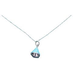 Tiffany & Co. Blue Enamel Party Hat Sterling Silver Charm Pendant Necklace