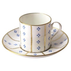 Tiffany & Co. Blue Gold White Porcelain Coffee Tea Cup Saucer Demitasse Espresso