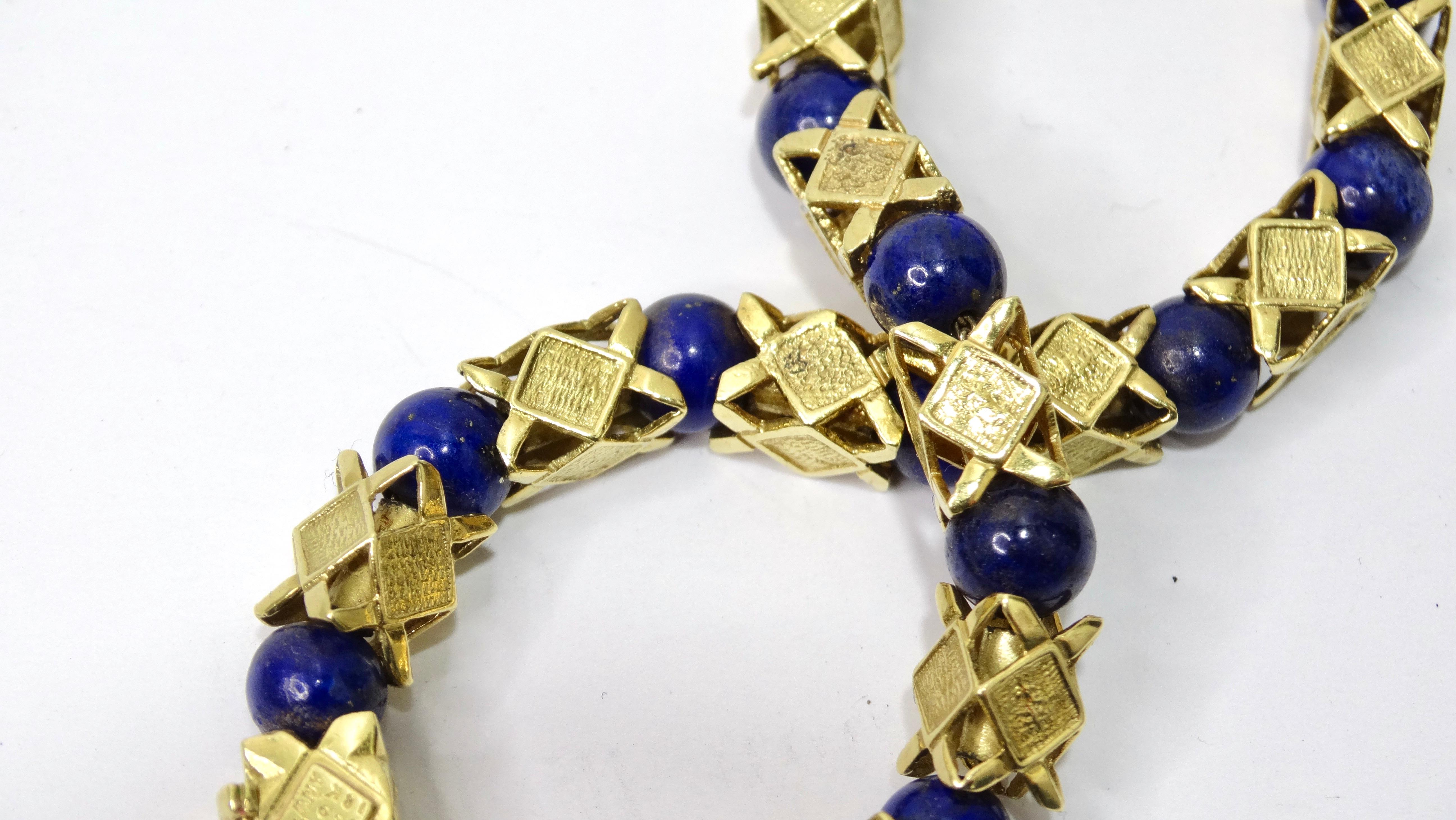 Tiffany & Co. Blue Lapis & 18k Gold Beaded Bracelet In Excellent Condition For Sale In Scottsdale, AZ
