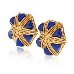 Tiffany & Co. Blue Lapis Gold Vintage Eclectic Bohemian 1970s Earrings