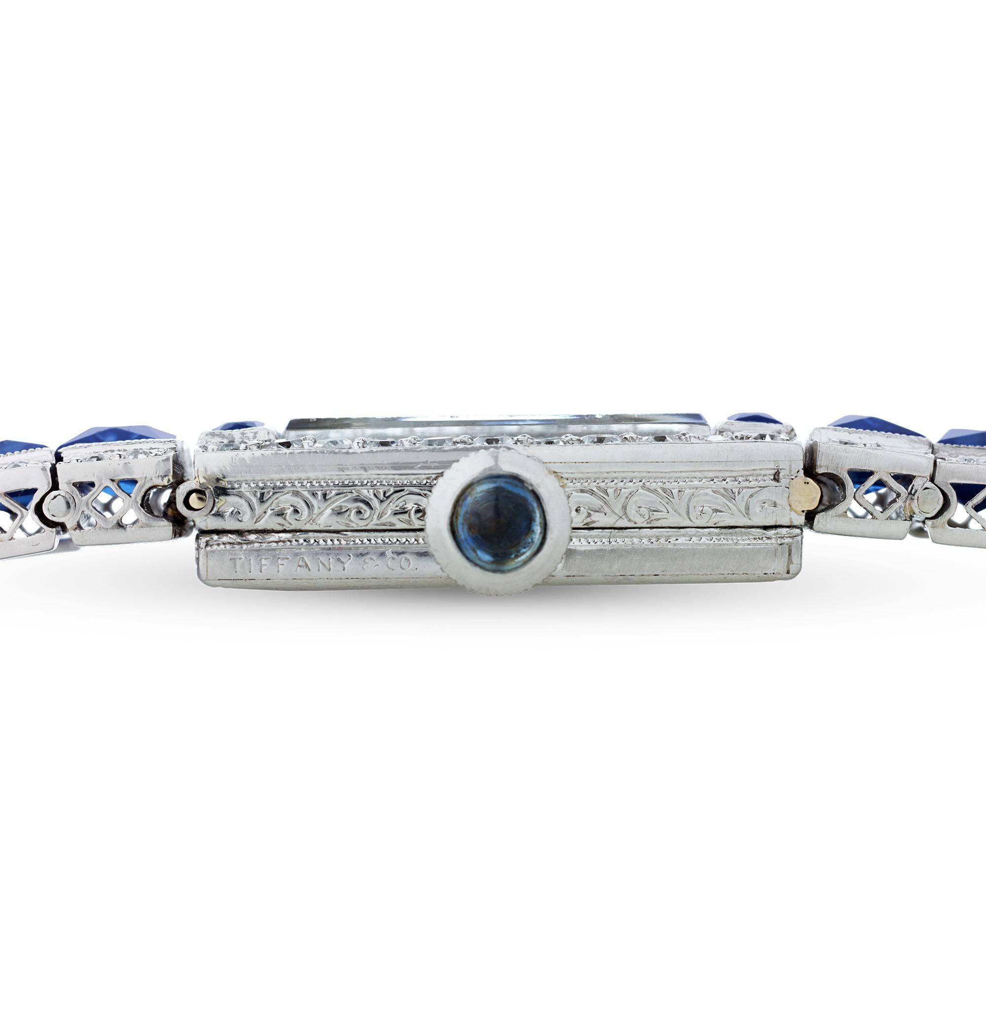 Art Deco Tiffany & Co. Blue Sapphire And Diamond Watch