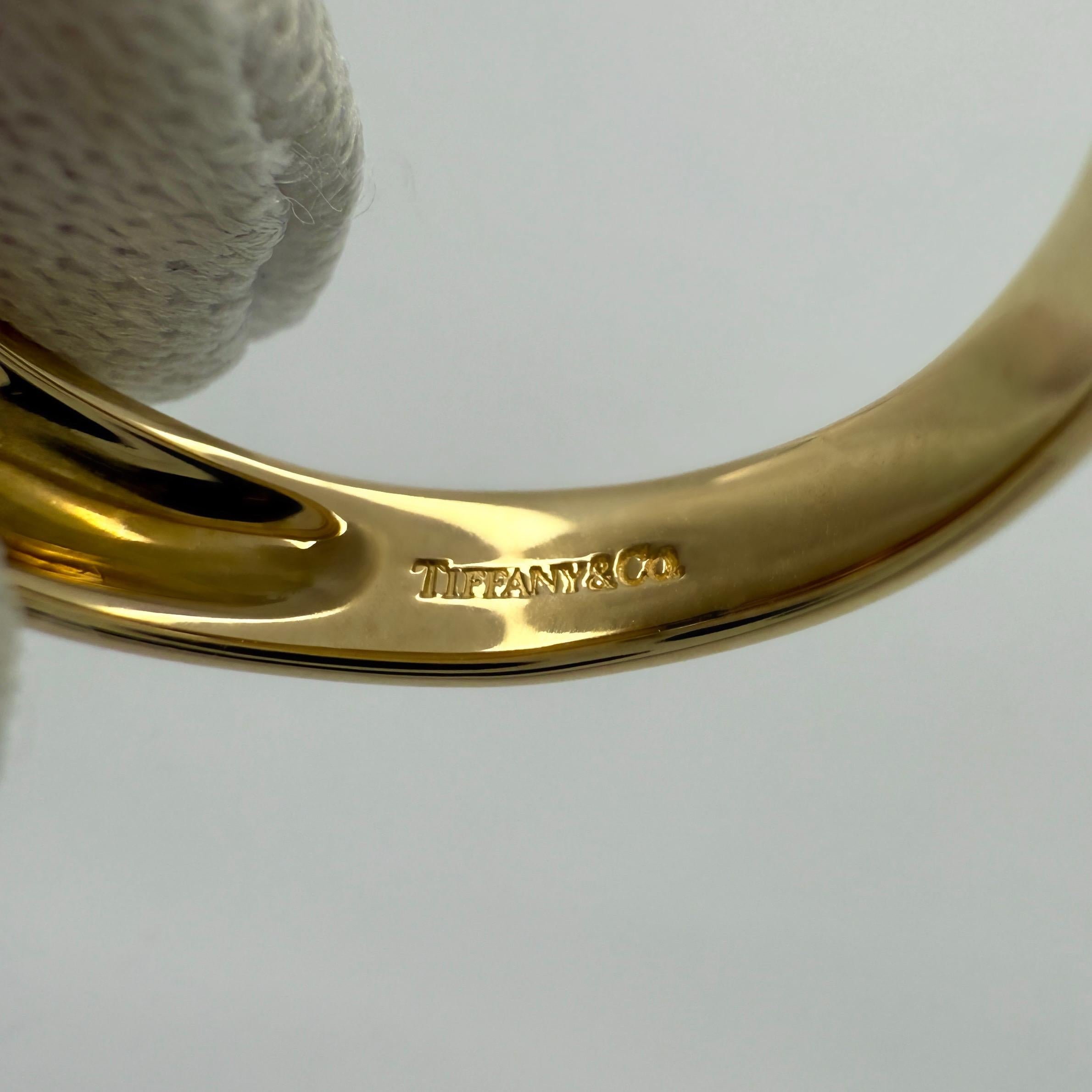 Tiffany & Co. Blue Sapphire Baguette Cut 18k Yellow Gold Three Stone Band Ring 2