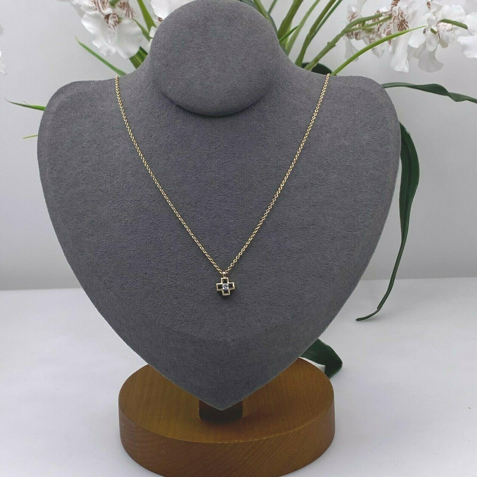 Tiffany & Co. Blue Sapphire Diamond Mini Cross 18 Karat Gold Pendant Necklace 2
