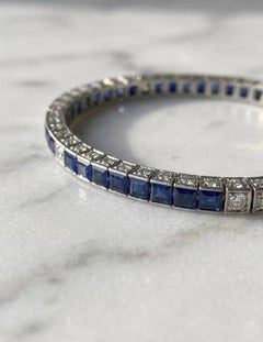 Tiffany & Co. Blue Sapphire Diamond Tennis Bracelet