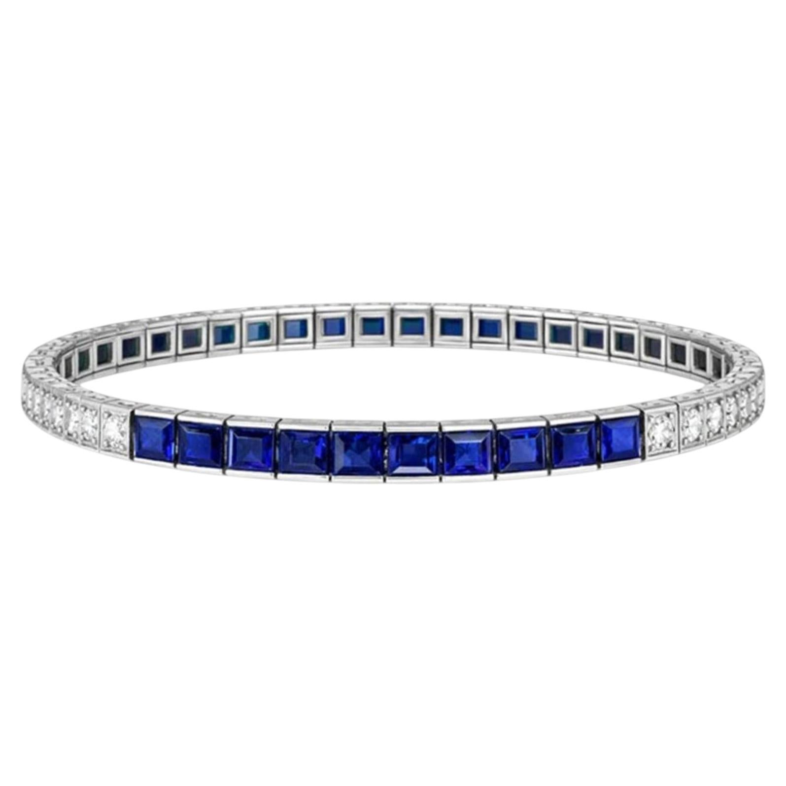 Tiffany & Co. Tennisarmband mit blauem Saphir und Diamant