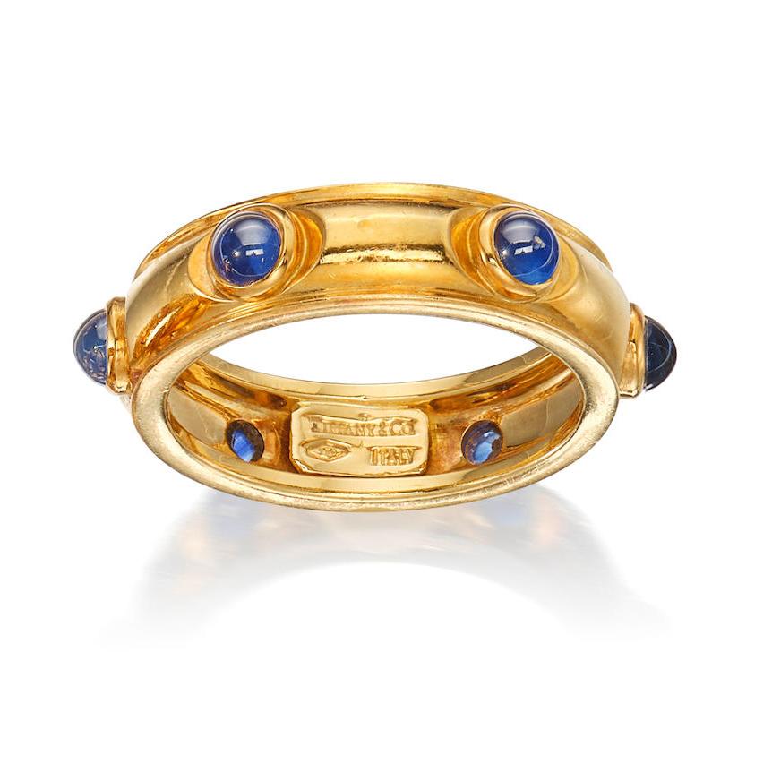 Tiffany & Co. Blauer Saphir-Ring aus 18 Karat Gold (Art déco)