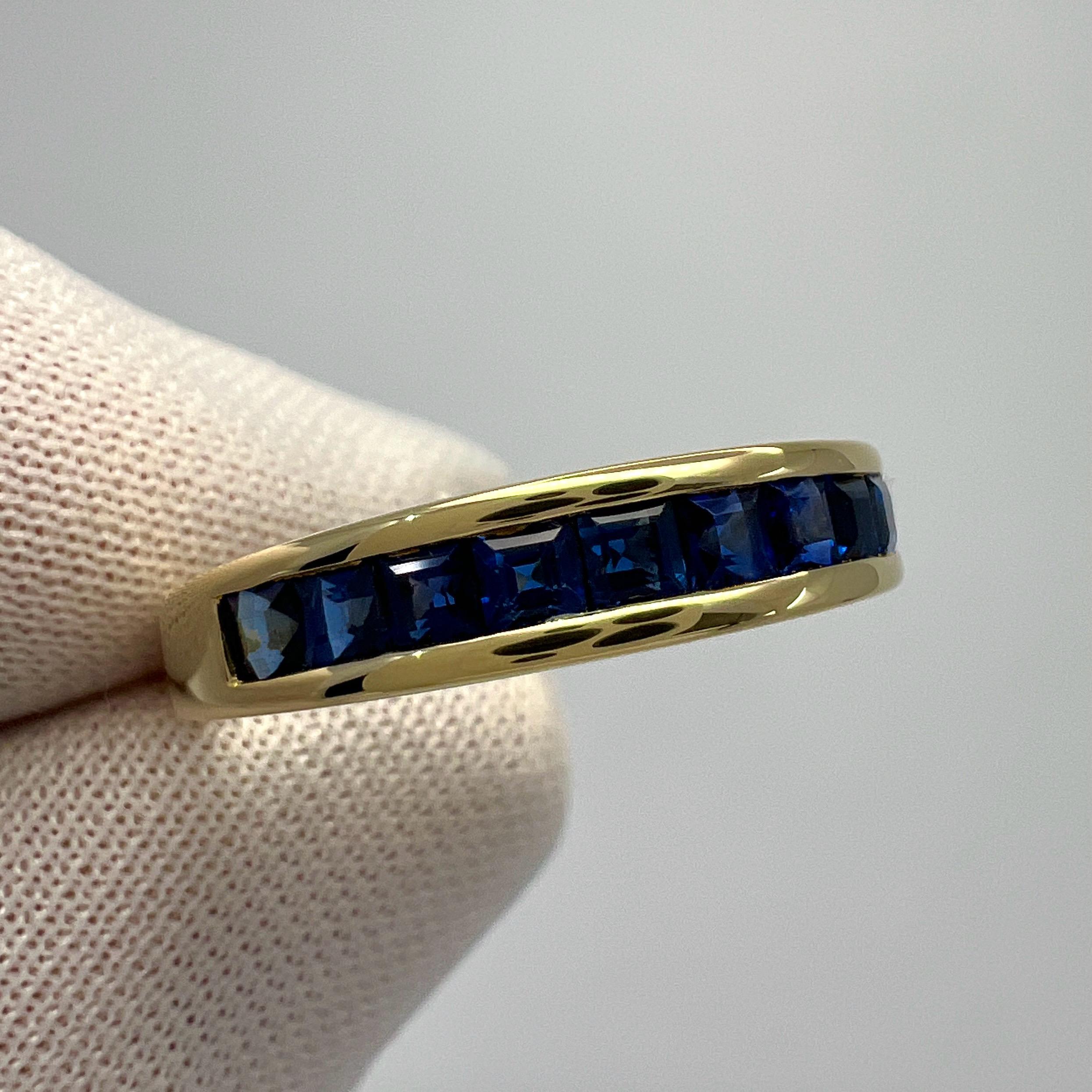 Tiffany & Co. Blauer Saphir Quadratische Prinzessin 18k Gelbgold Eternity Band Ring 1