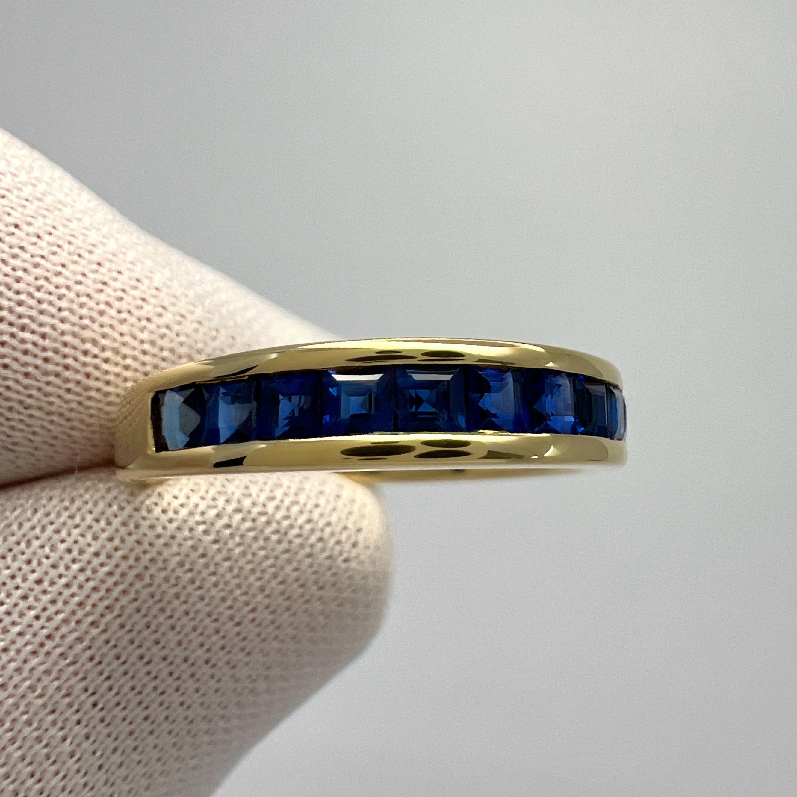 Tiffany & Co. Blauer Saphir Quadratische Prinzessin 18k Gelbgold Eternity Band Ring 4