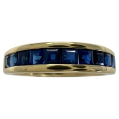 Tiffany & Co. Blauer Saphir Quadratische Prinzessin 18k Gelbgold Eternity Band Ring