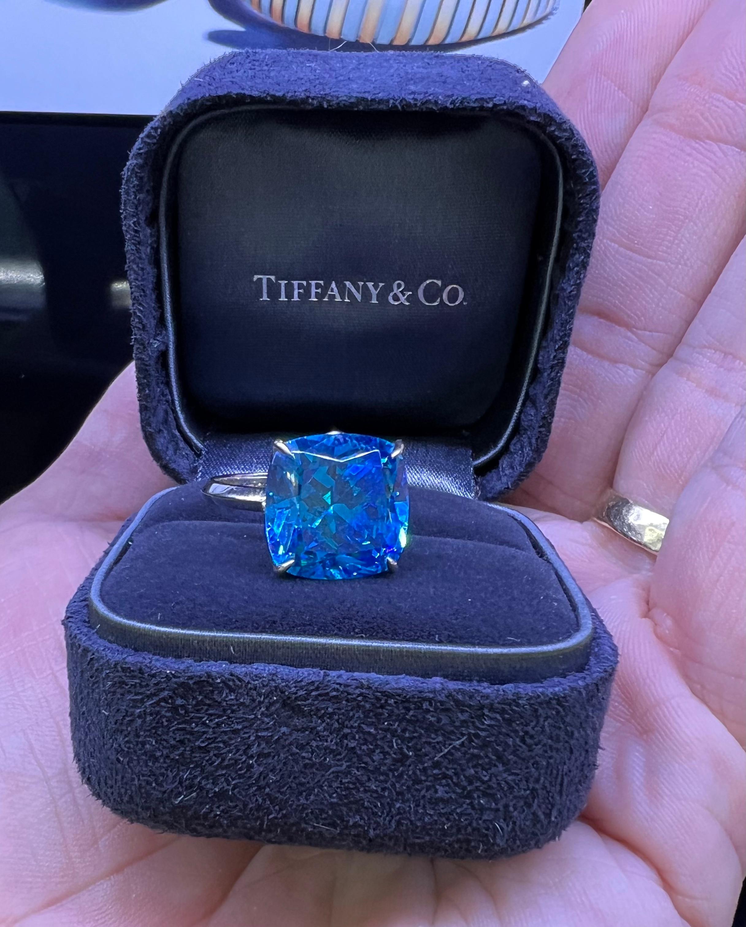 Contemporary Tiffany & Co. Blue Topaz Cocktail Ring 18k White Gold