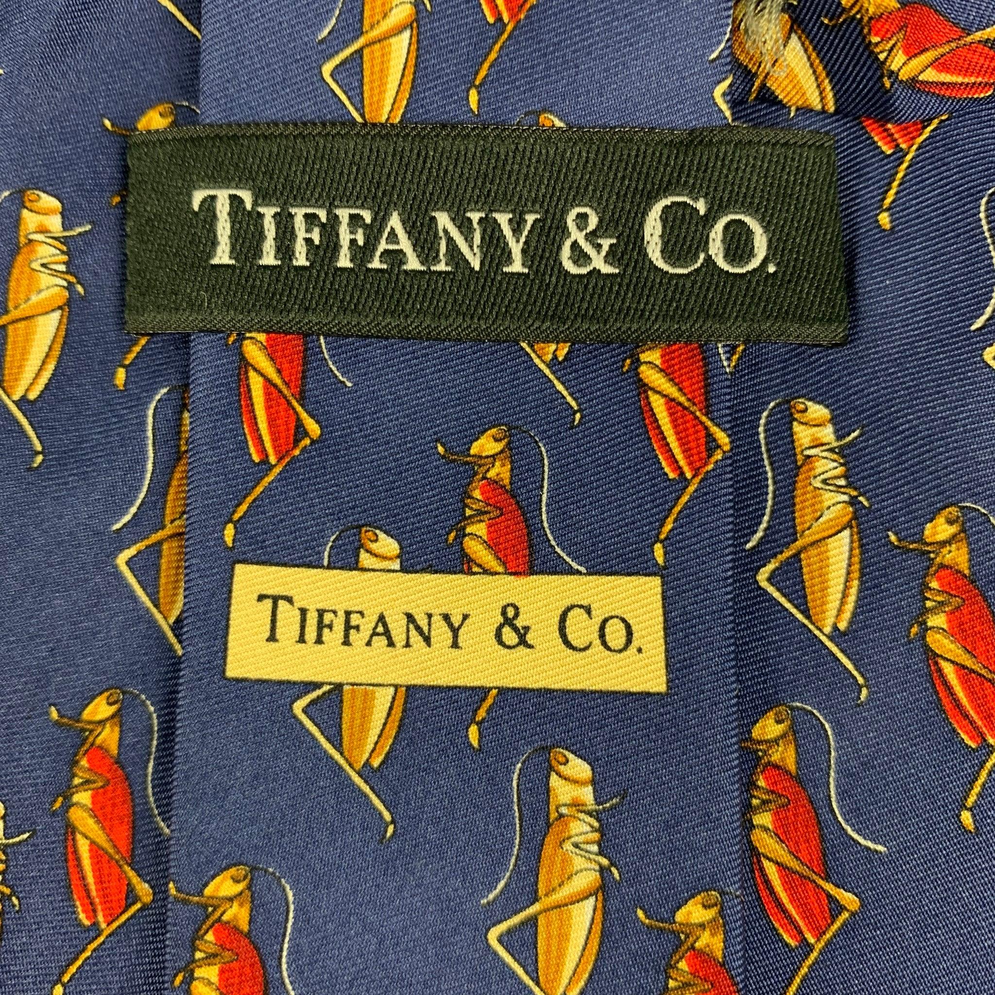 Men's TIFFANY & CO. Blue Yellow Silk Tie For Sale