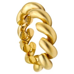 Vintage Tiffany & Co. Bold Bracelet with San Marcos Links Brushed 14 Karat Yellow Gold