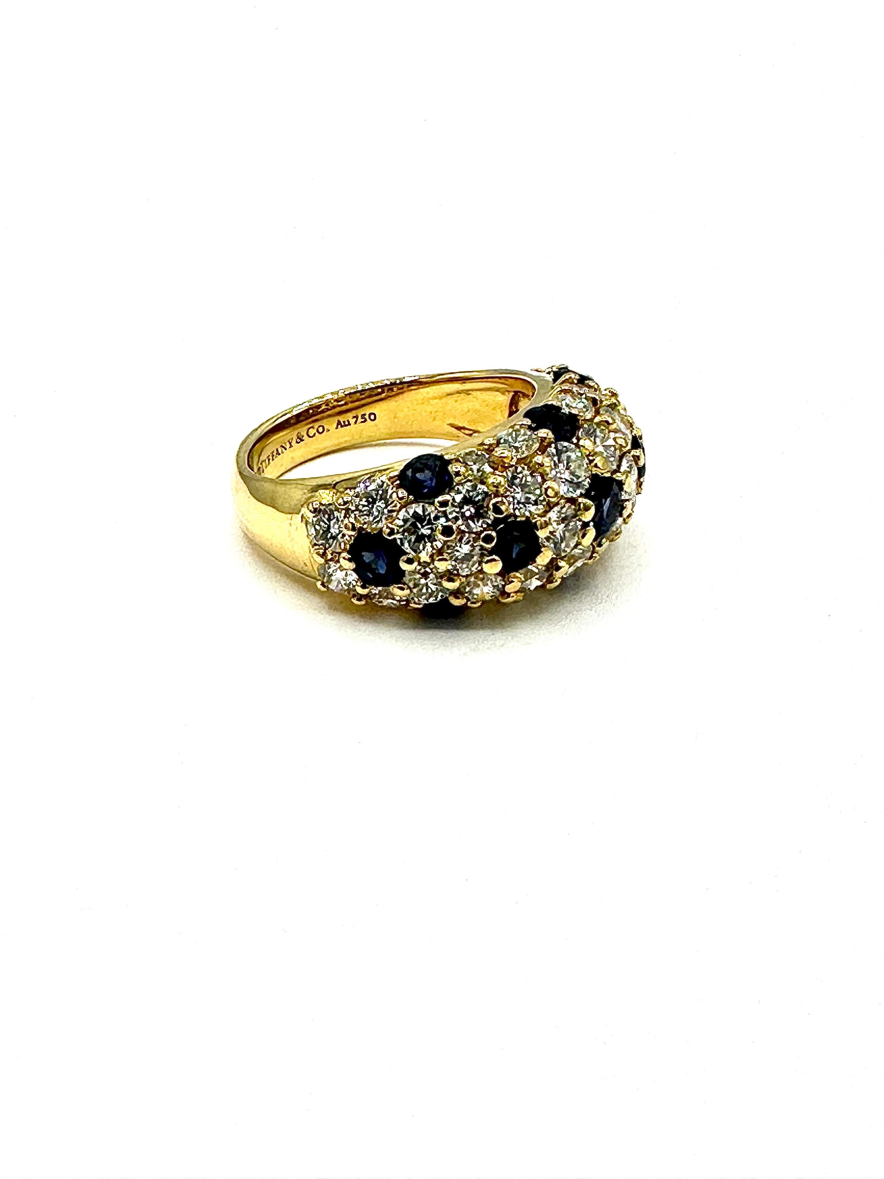 Modern Tiffany & Co. Bombe Diamond and Sapphire 18K Yellow Gold Domed Band Ring