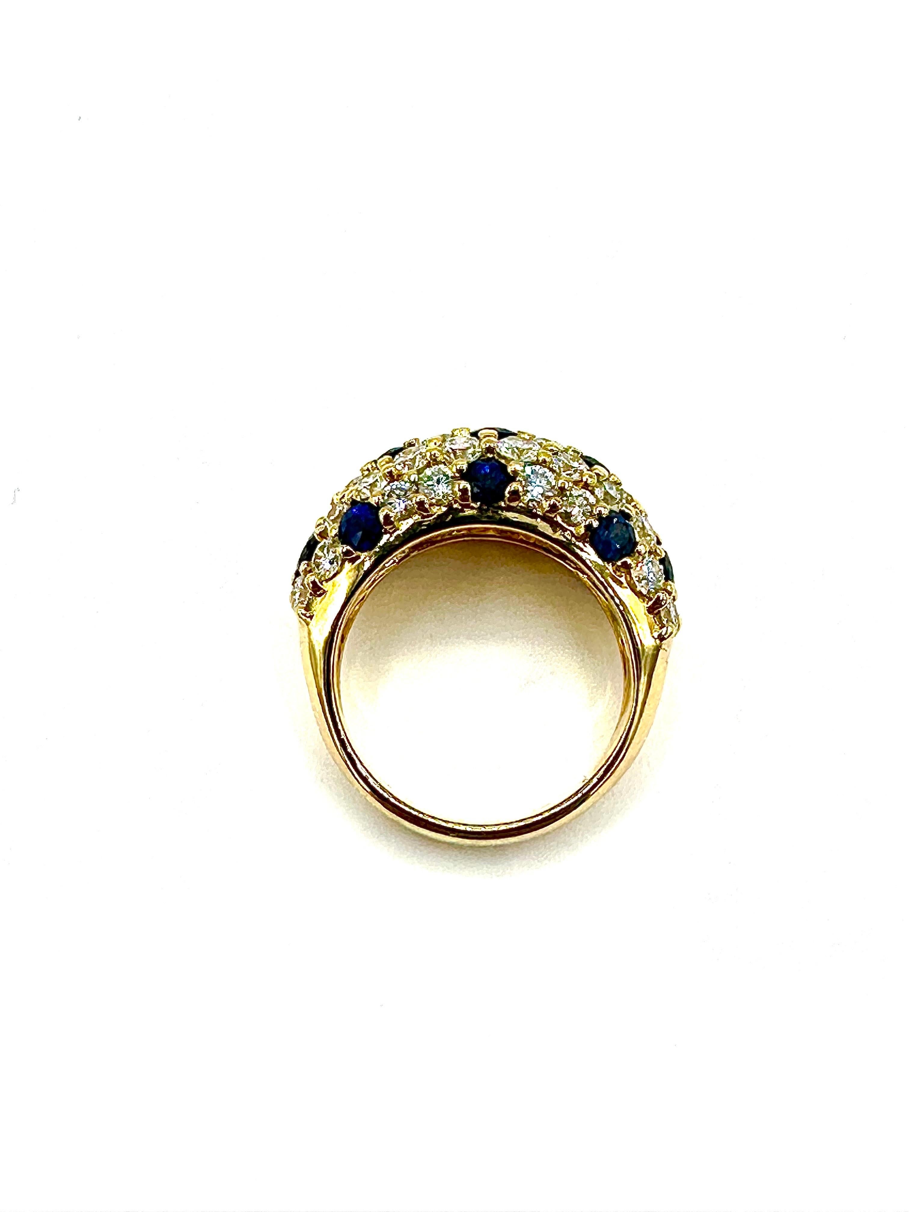 Women's or Men's Tiffany & Co. Bombe Diamond and Sapphire 18K Yellow Gold Domed Band Ring