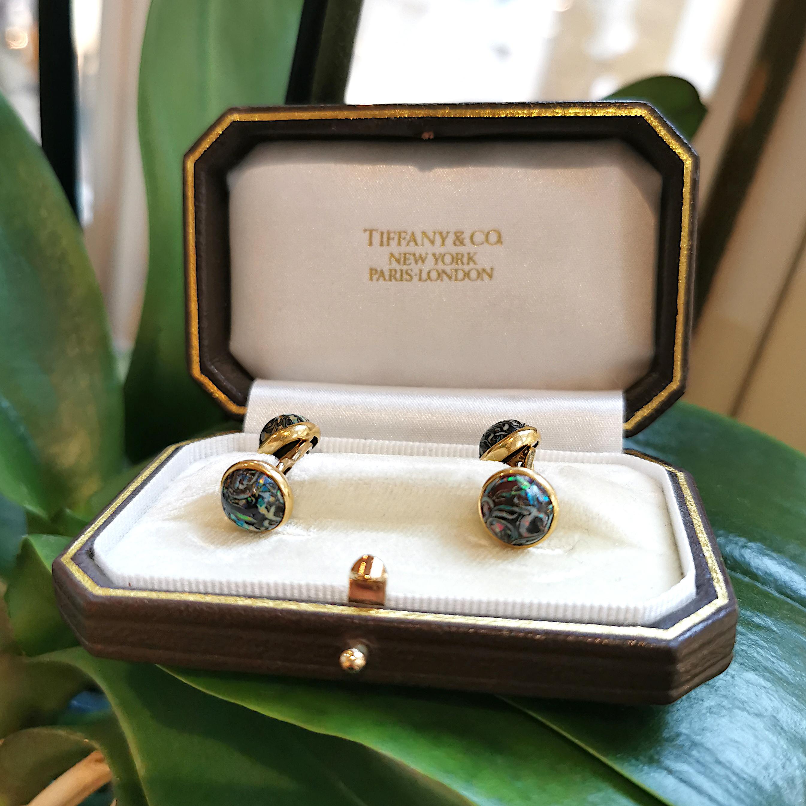 Tiffany & Co. Boulder Opal and Gold Cufflinks, Circa 1910 In Good Condition In London, GB