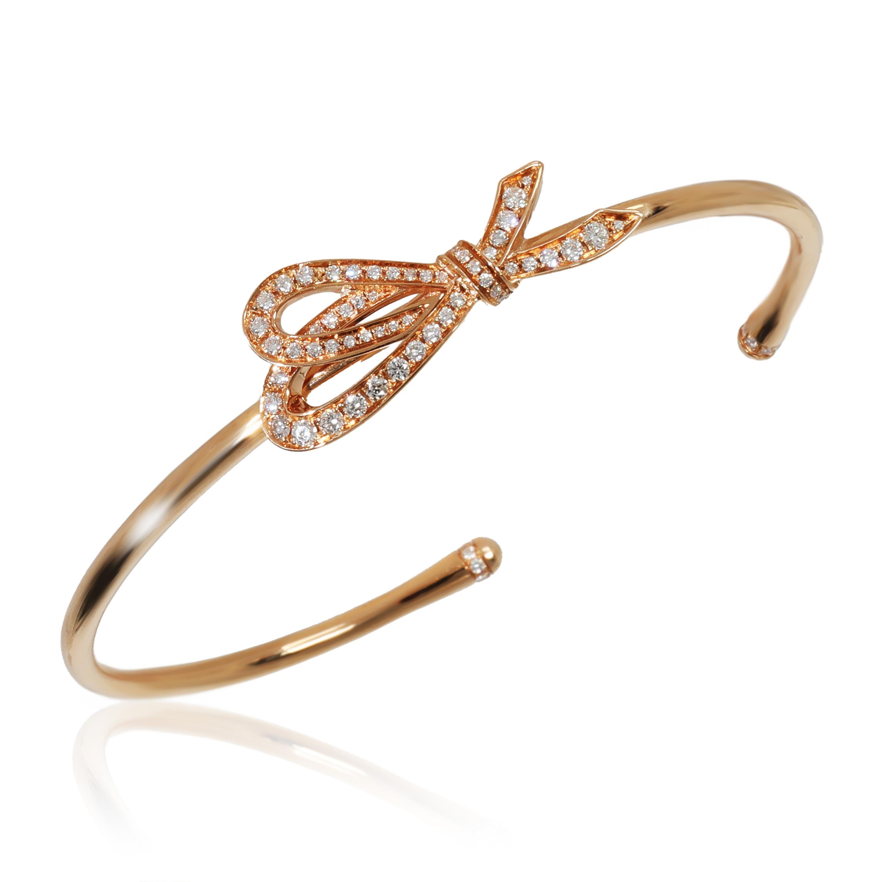 Tiffany & Co. Bow Bracelet in 18k Rose Gold 0.82 CTW In Excellent Condition For Sale In New York, NY