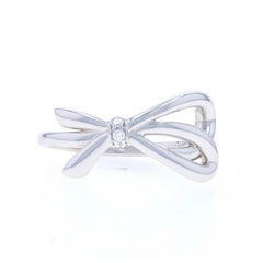 Tiffany & Co. Bow Diamond Band - White Gold 18k Round Brilliant Ribbon Ring