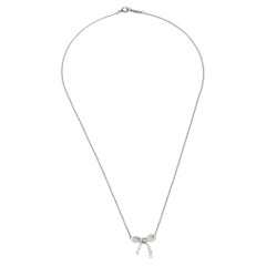 Tiffany & Co. Bow Diamond Platinum Pendant Necklace