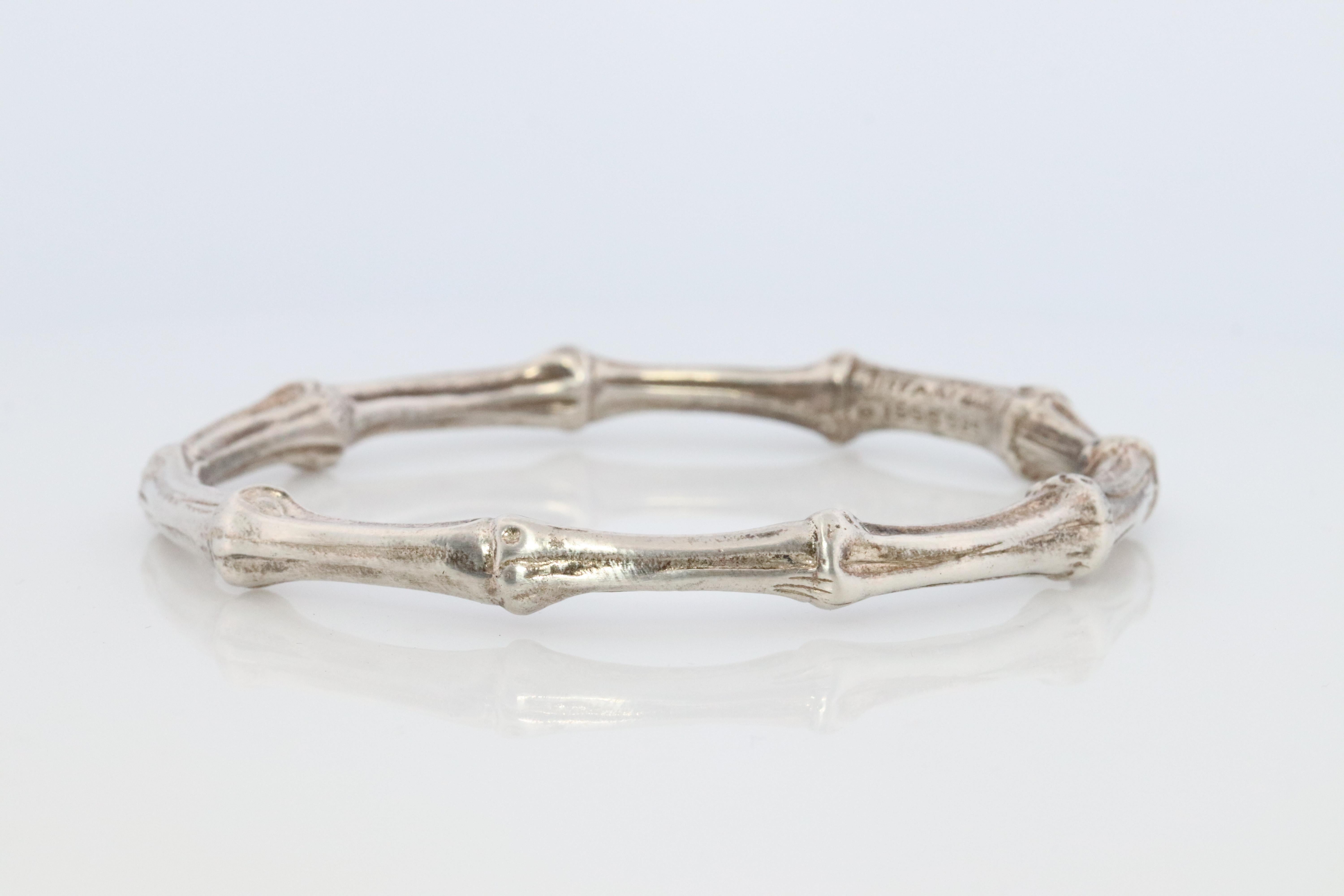 Tiffany & Co. Bracelet. BAMBOO 925 Sterling Silver Bangle 1996 Bracelet. In Good Condition For Sale In Port Charlotte, FL