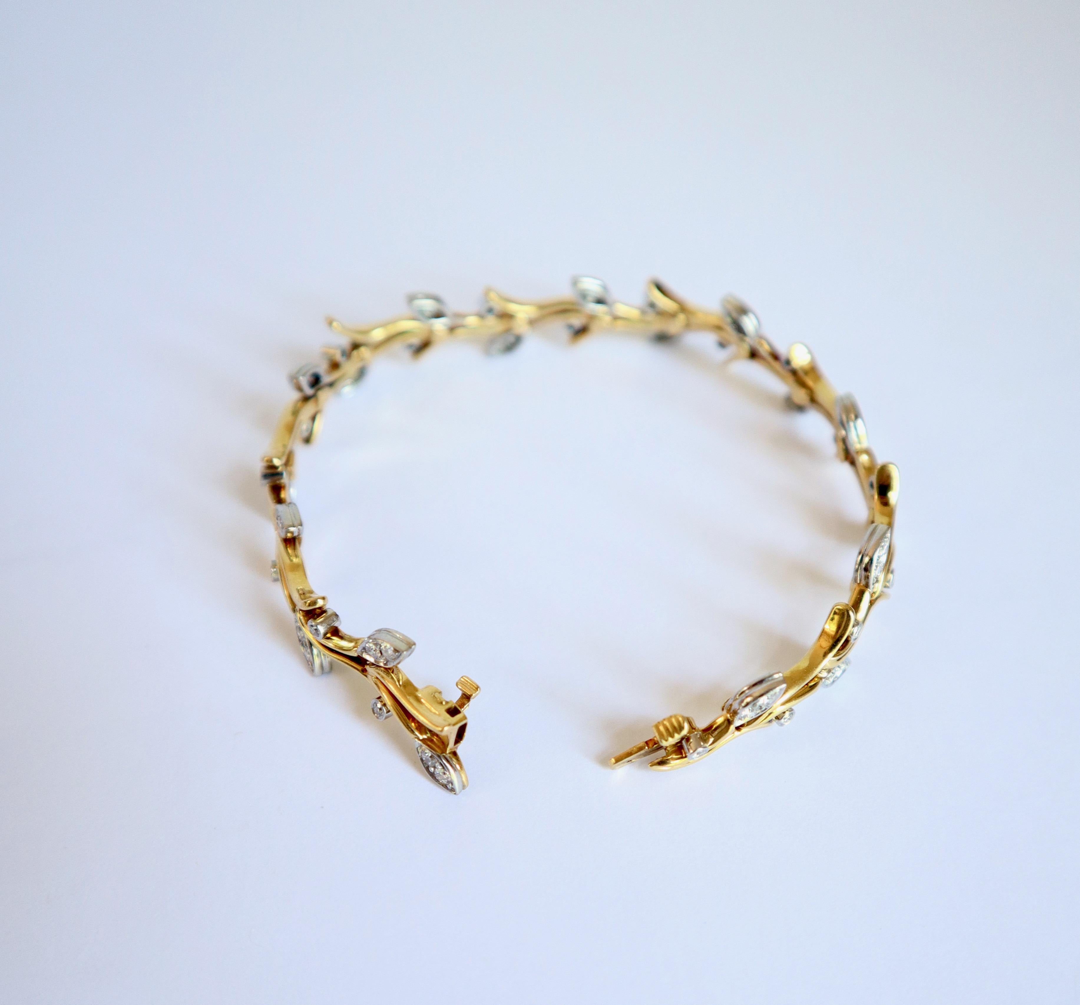 Tiffany & Co. Bracelet in 18 Carat Yellow Gold, Platinum and Diamonds Twig Shape For Sale 8