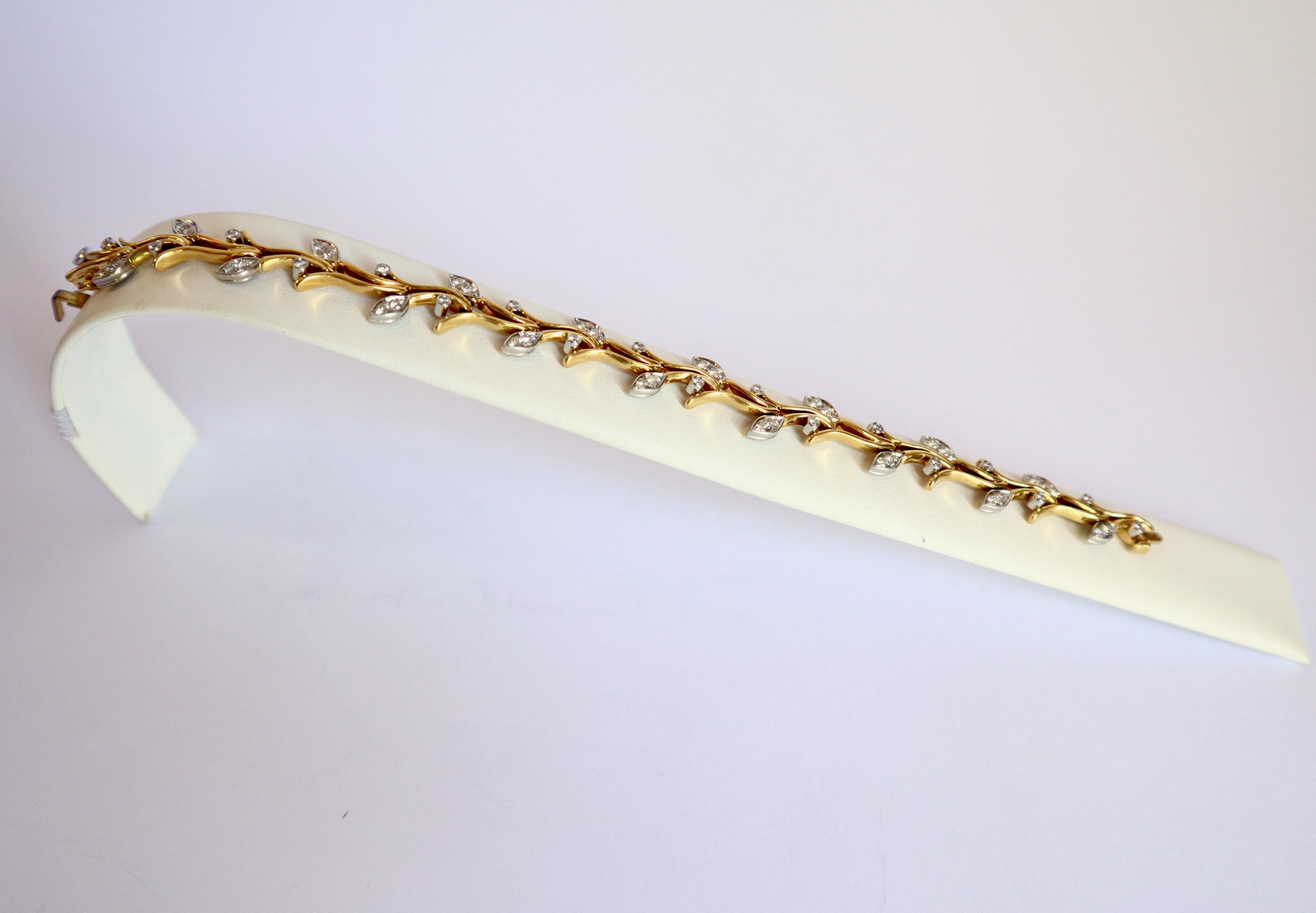 Tiffany & Co. Bracelet en forme de brindille en or jaune 18 carats, platine et diamants en vente 3
