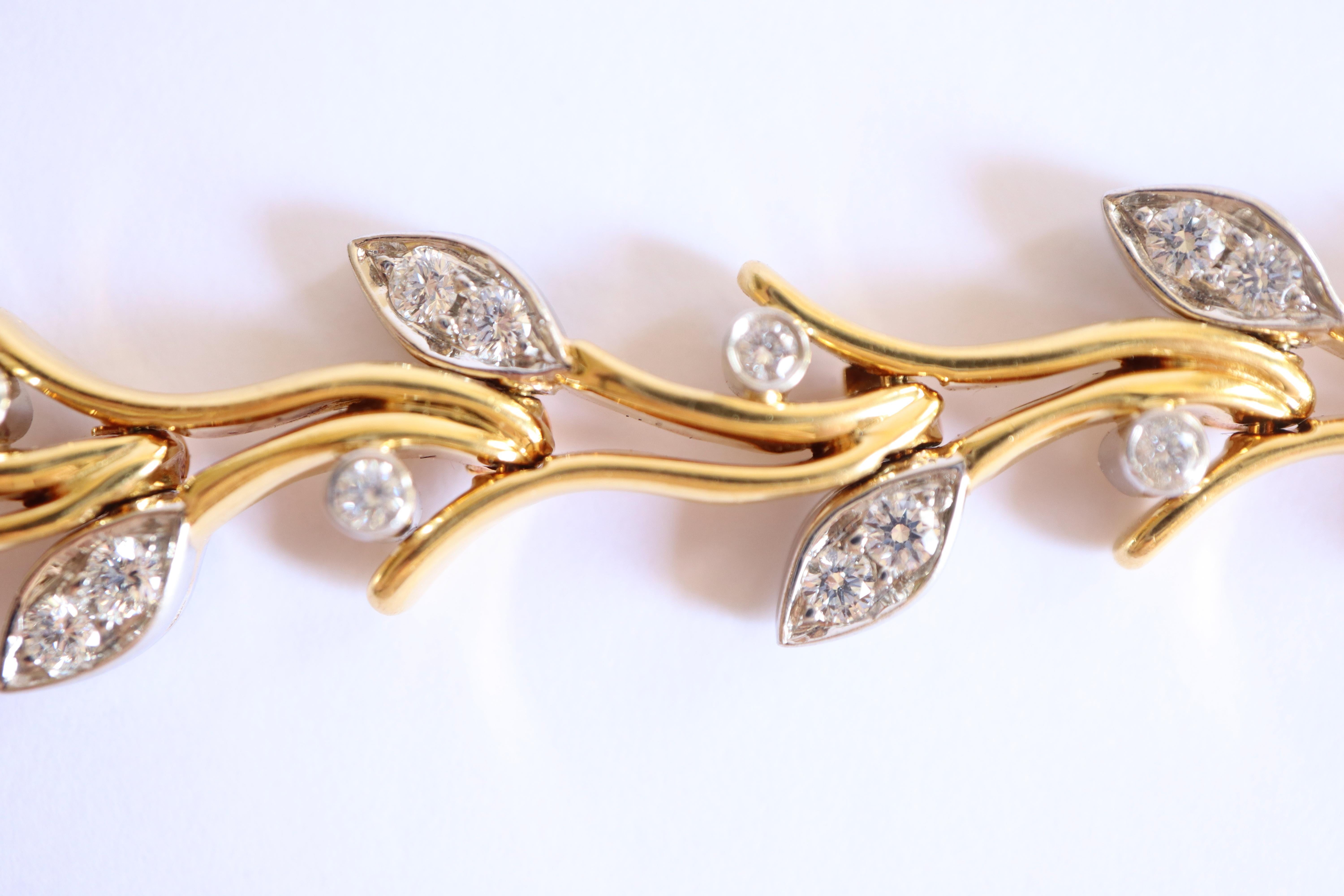 Tiffany & Co. Pulsera de Oro Amarillo de 18 Quilates, Platino y Diamantes Forma de Ramita en venta 3