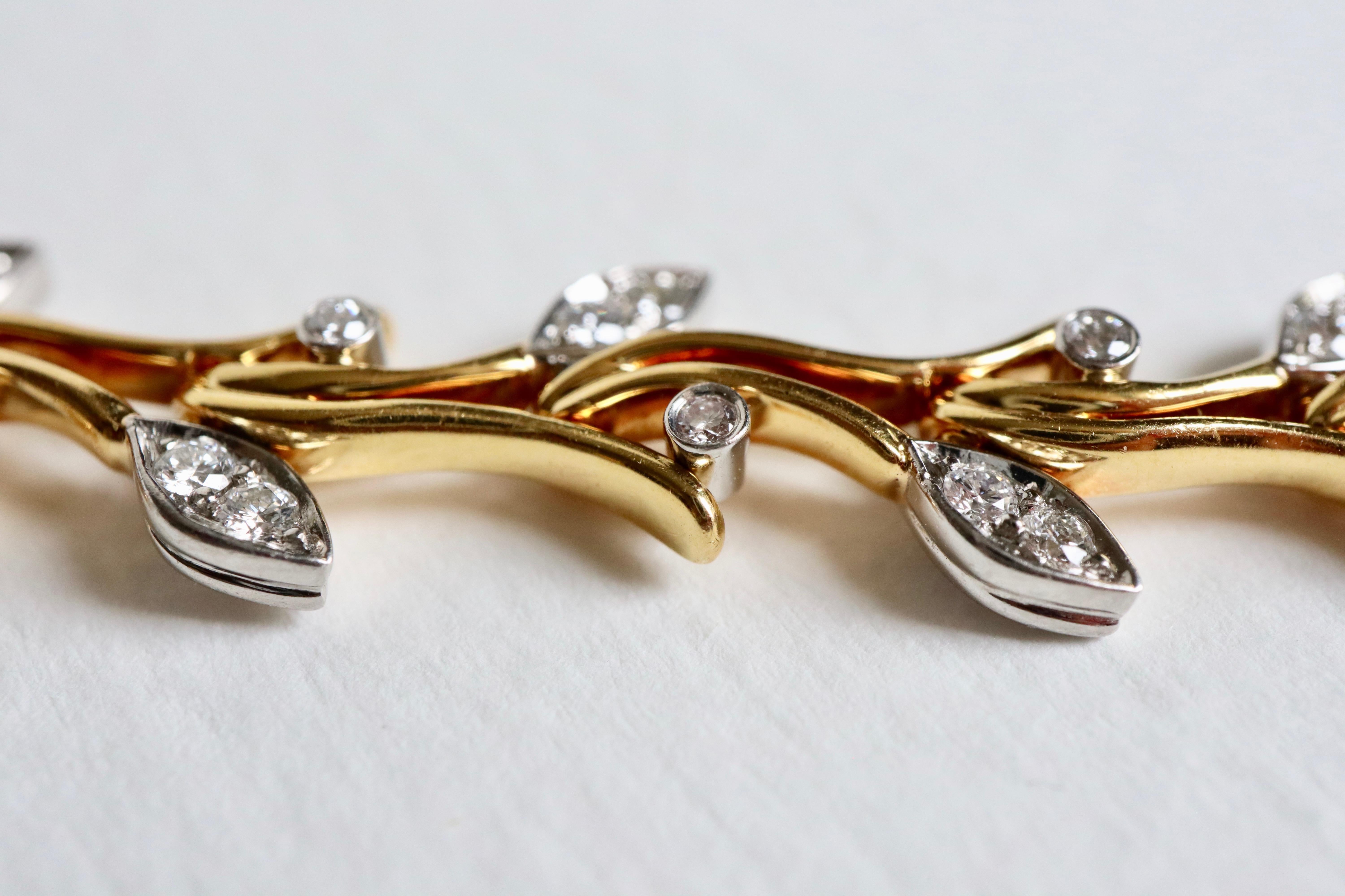 Tiffany & Co. Bracelet en forme de brindille en or jaune 18 carats, platine et diamants en vente 1