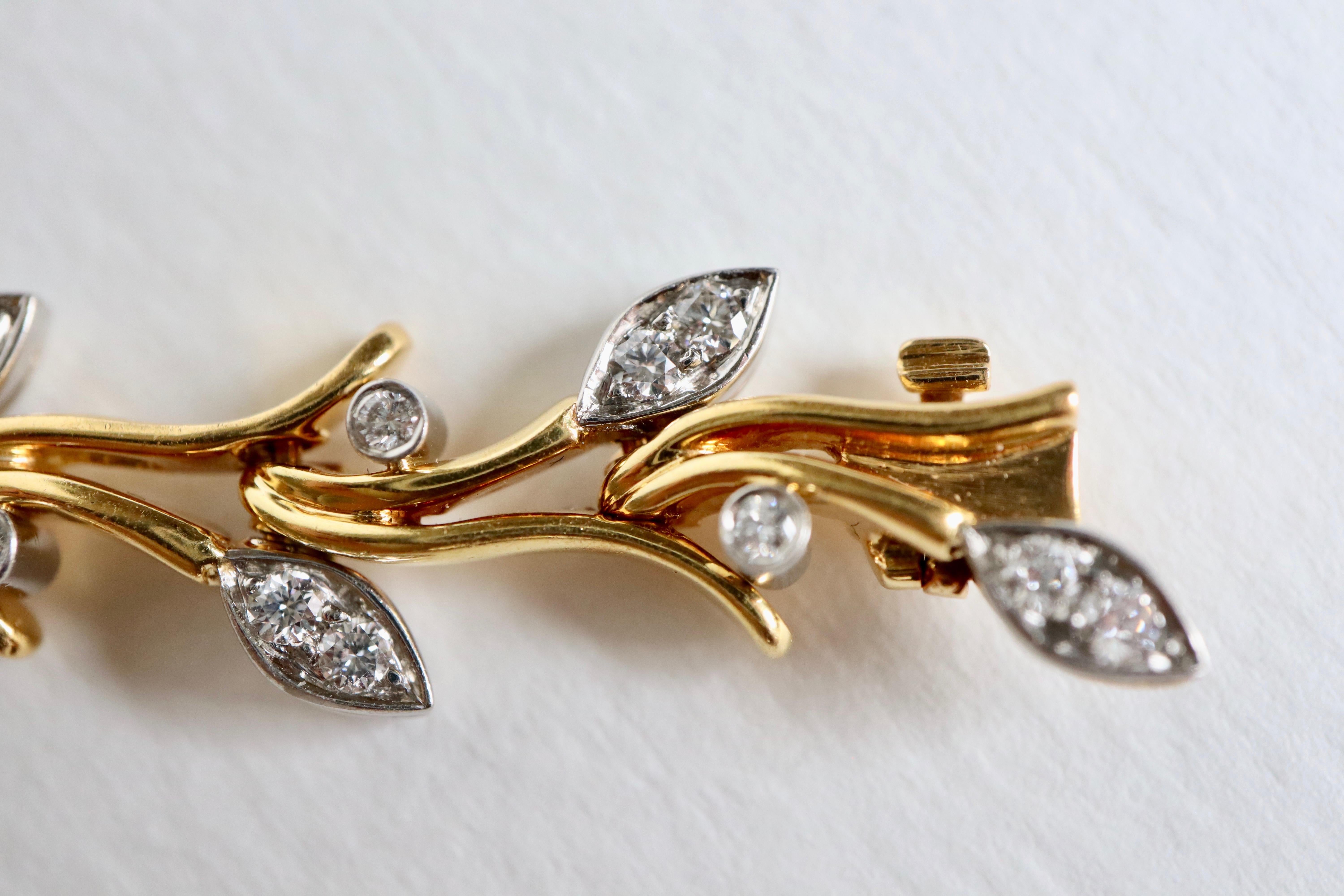 Tiffany & Co. Bracelet en forme de brindille en or jaune 18 carats, platine et diamants en vente 2
