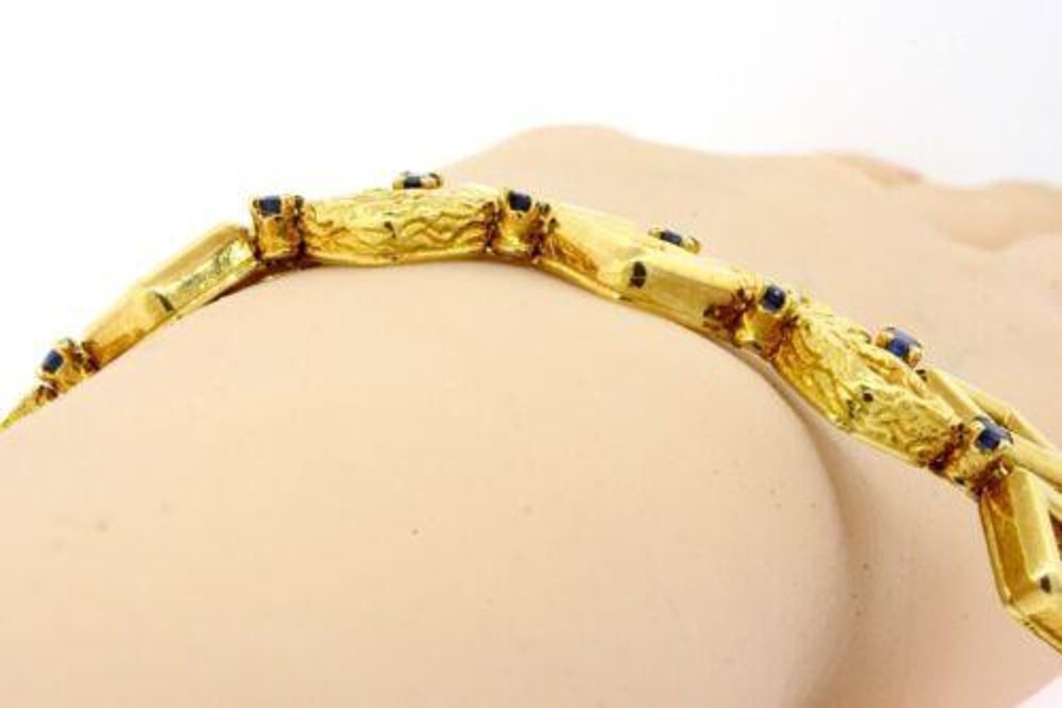 Tiffany & Co. Bracelet Vintage 18k Gold Sapphires Squares Retro 8