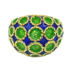 Tiffany & Co. Braided Yellow Gold Enamel Dome Ring