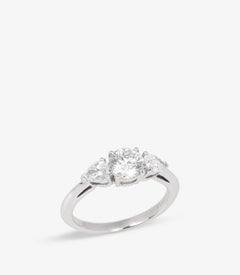 Tiffany & Co. Brilliant And Pear Cut Diamond Platinum Three Stone Ring