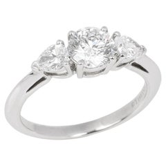 Tiffany & Co. Brilliant And Pear Cut Diamond Platinum Three Stone Ring