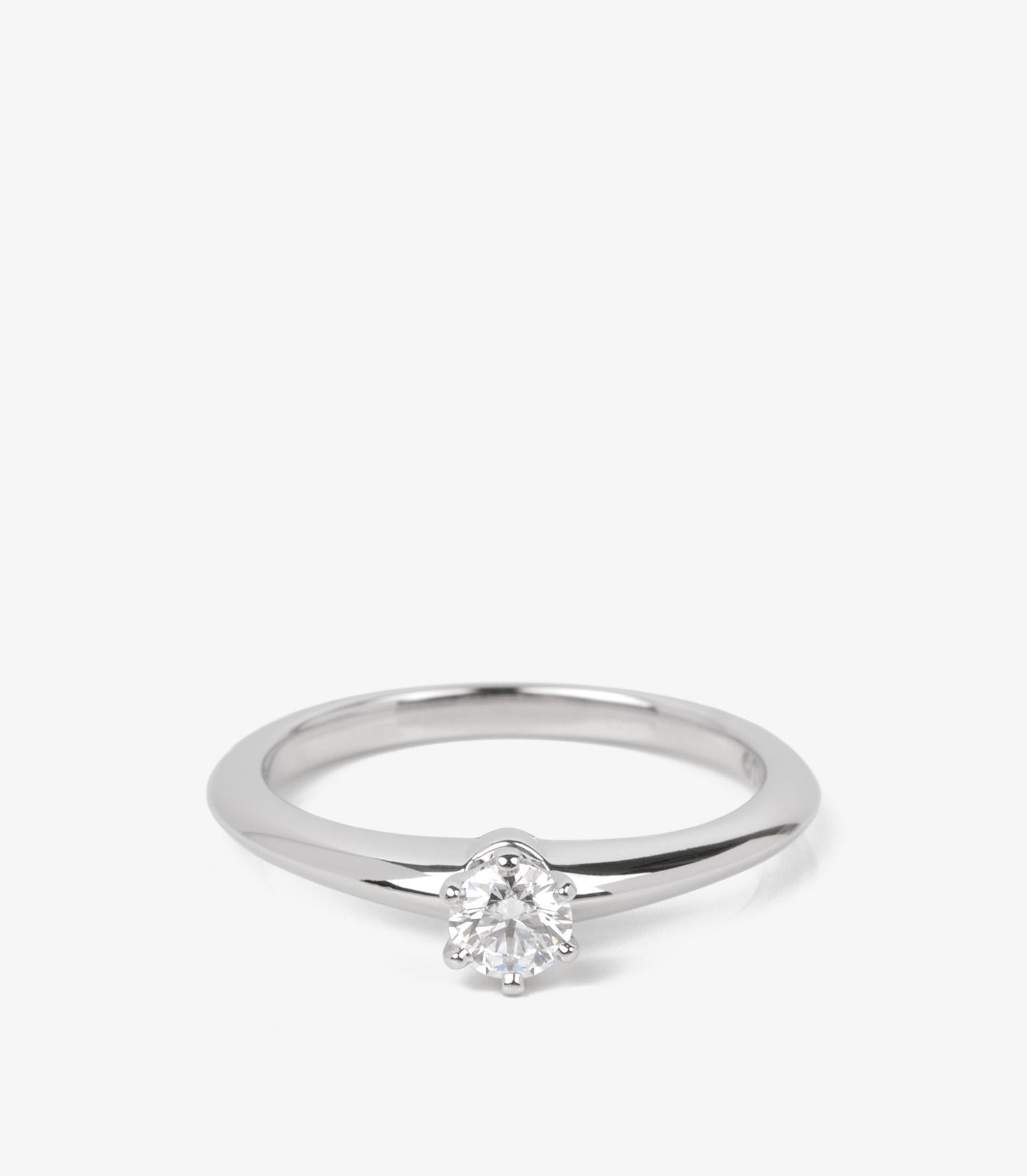 Round Cut Tiffany & Co. Brilliant Cut 0.19ct Diamond Platinum Tiffany Setting Ring