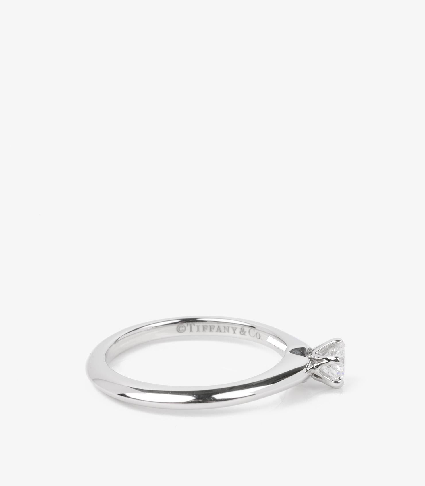 Women's or Men's Tiffany & Co. Brilliant Cut 0.19ct Diamond Platinum Tiffany Setting Ring For Sale