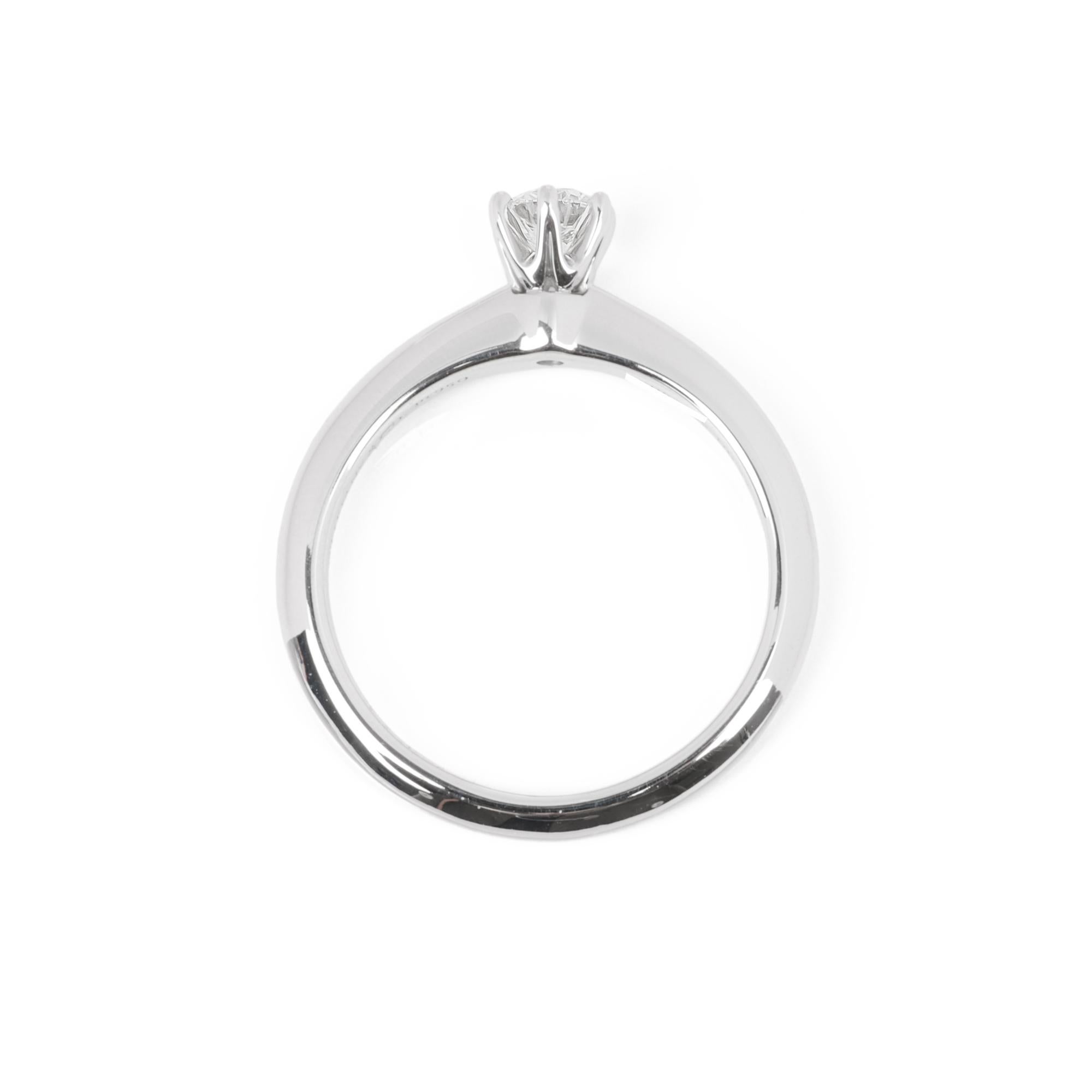 Tiffany & Co. Brilliant Cut 0.24ct Diamond Platinum Tiffany Setting Ring In Excellent Condition For Sale In Bishop's Stortford, Hertfordshire