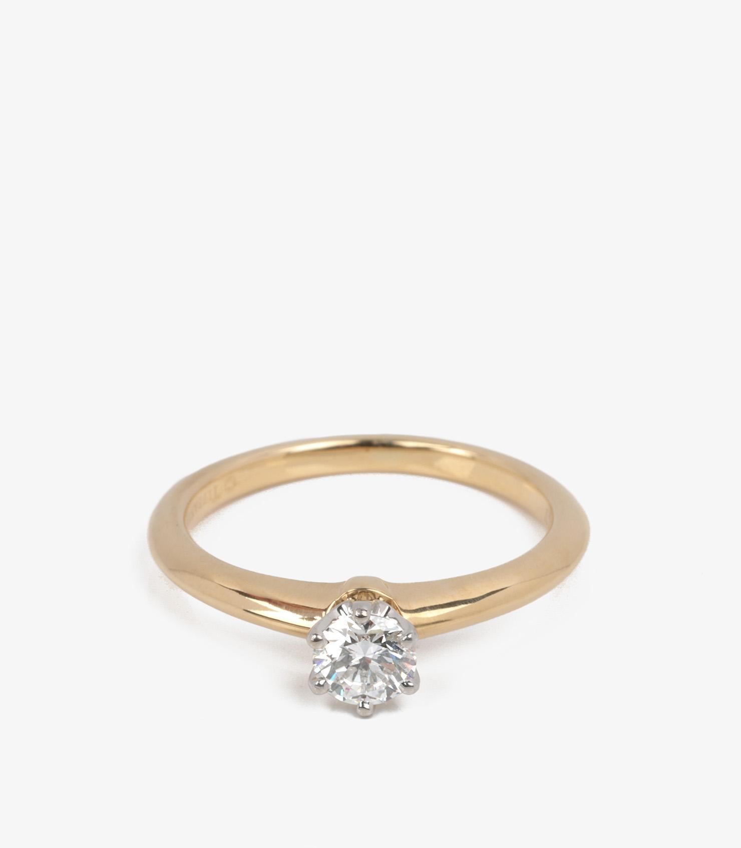 Tiffany & Co. Brillantschliff 0,31ct Diamant 18ct Gelbgold Tiffany Fassung Ring im Zustand „Hervorragend“ im Angebot in Bishop's Stortford, Hertfordshire