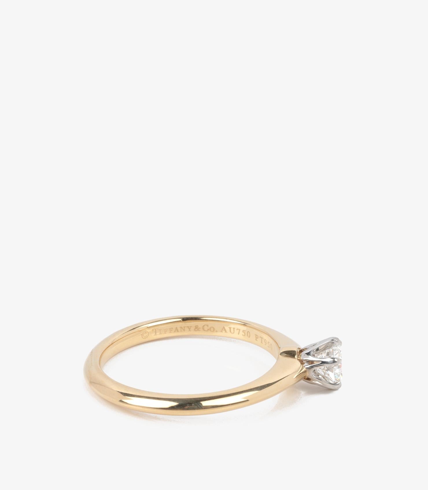 Tiffany & Co. Brilliant Cut 0.31ct Diamond 18ct Yellow Gold Tiffany Setting Ring For Sale 1