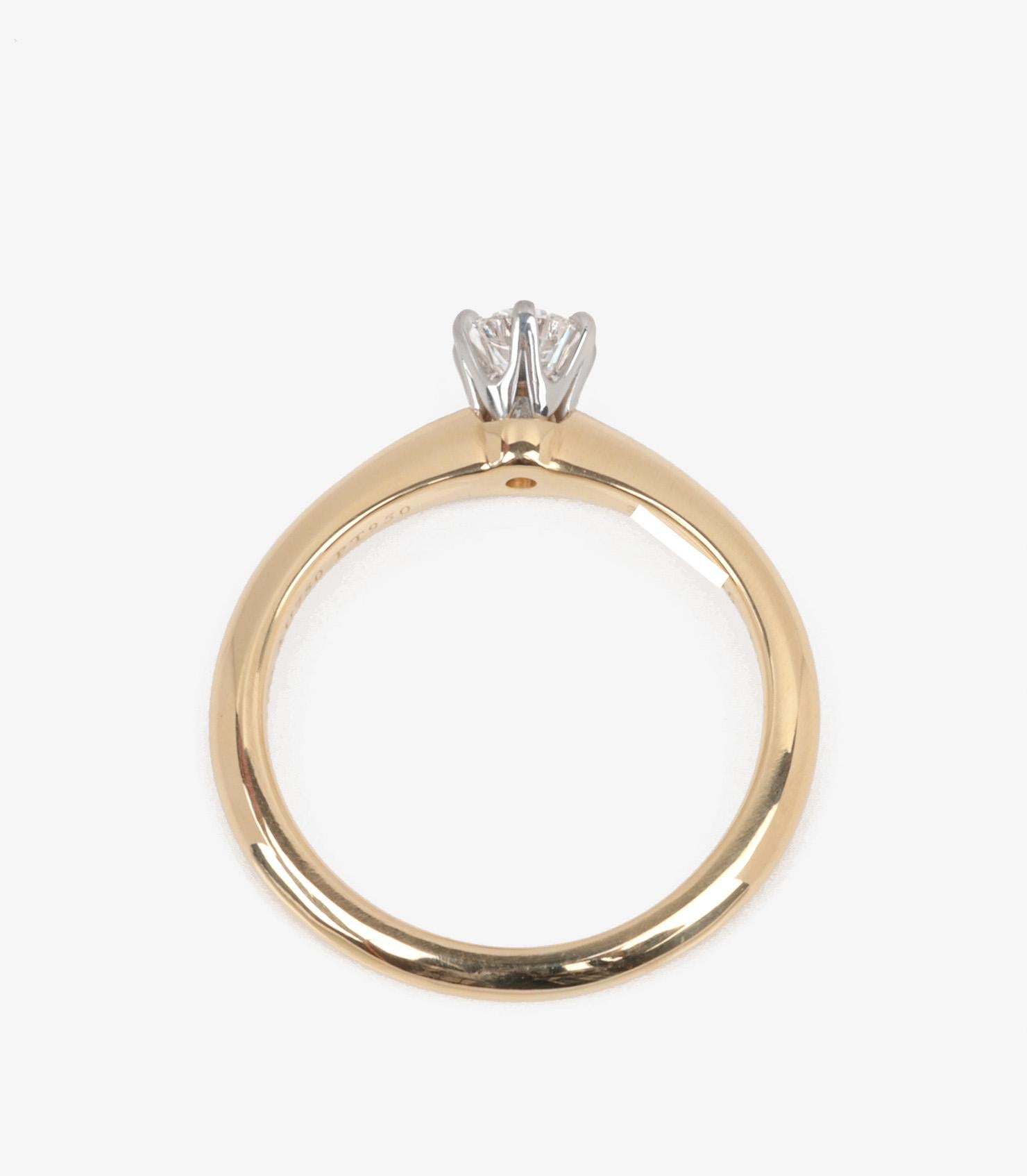 Tiffany & Co. Brilliant Cut 0.31ct Diamond 18ct Yellow Gold Tiffany Setting Ring For Sale 3