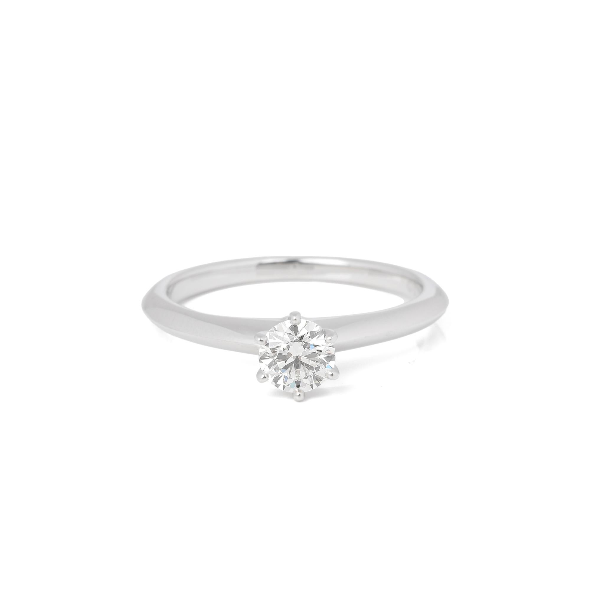 Tiffany & Co. Brilliant Cut 0.35ct Diamond Platinum Tiffany Setting Ring For Sale 3