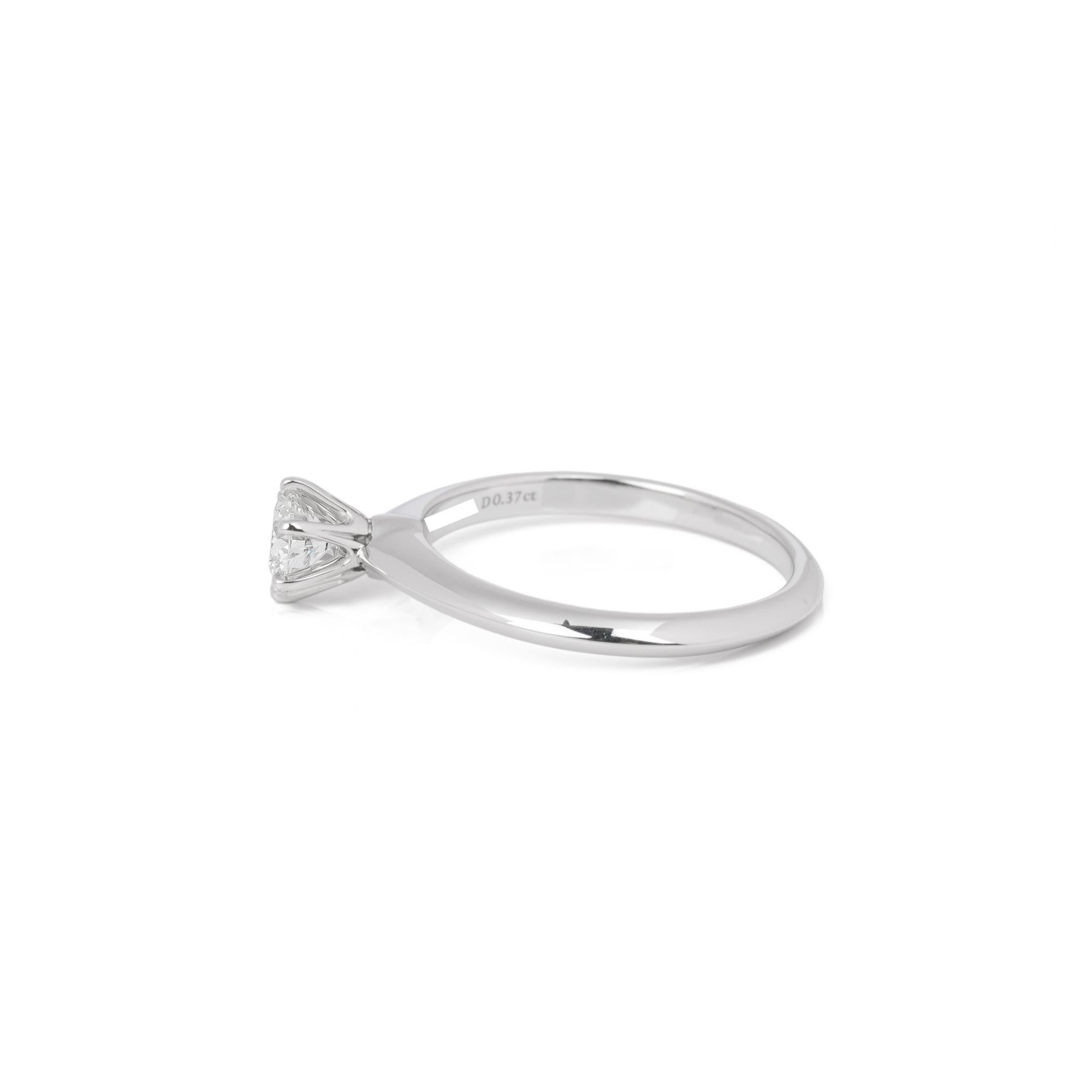 Contemporary Tiffany & Co. Brilliant Cut 0.37ct Diamond Platinum Tiffany Setting Ring For Sale