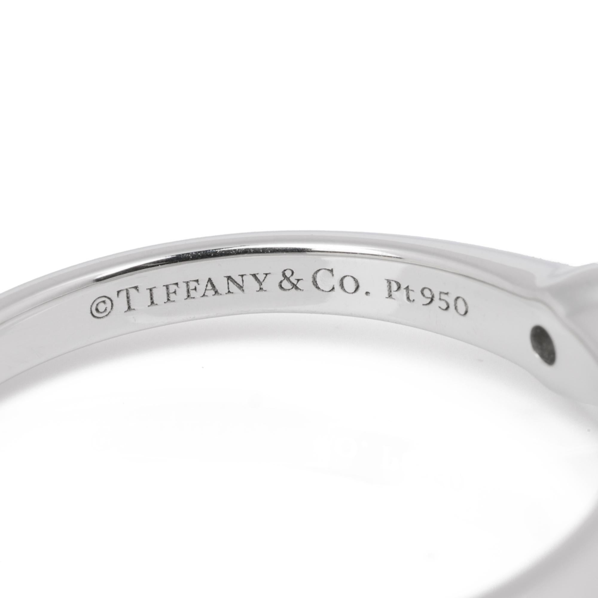 Round Cut Tiffany & Co. Brilliant Cut 0.37ct Diamond Platinum Tiffany Setting Ring For Sale