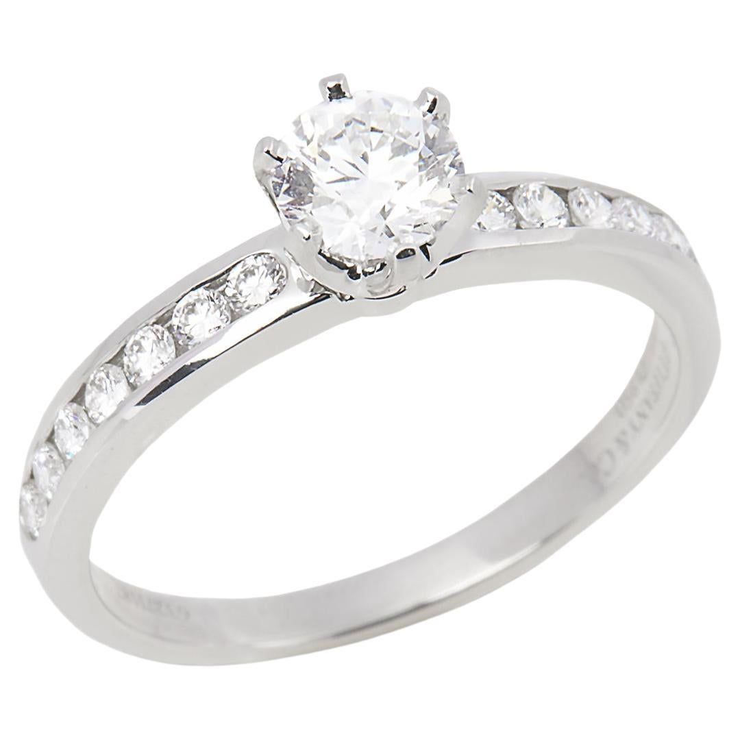 Tiffany & Co. Brilliant Cut 0.47ct with Diamond Shoulder Platinum Ring