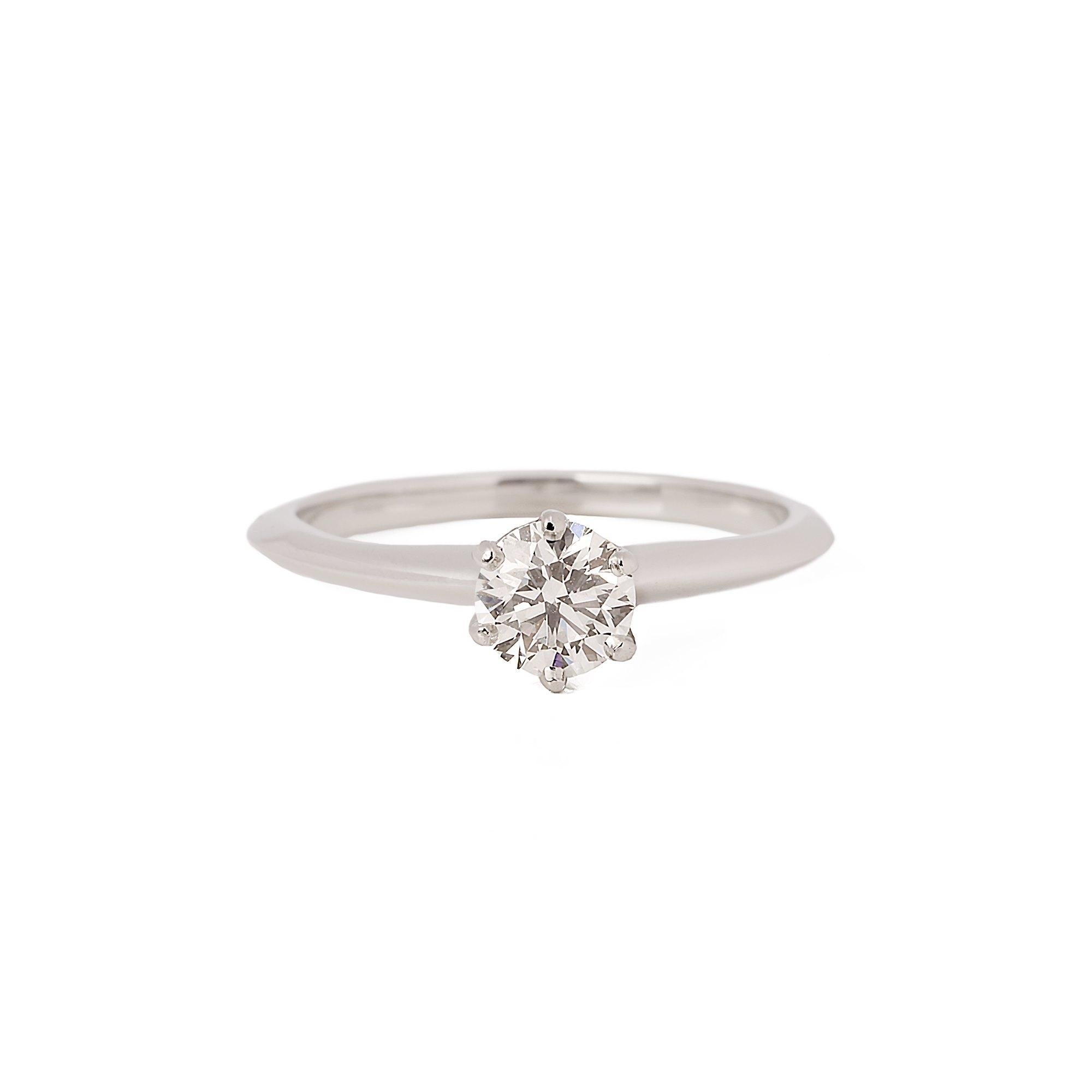 Tiffany & Co. Brilliant Cut 0.48ct Diamond Platinum Tiffany Setting Ring Contemporáneo en venta