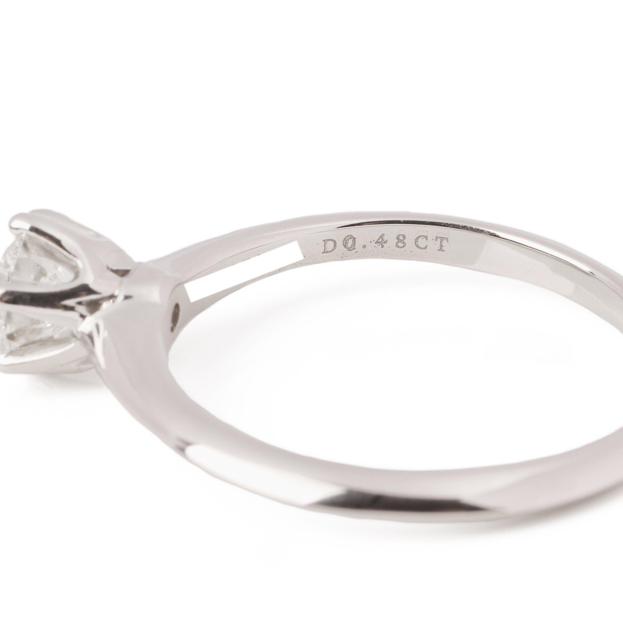 De las mujeres Tiffany & Co. Brilliant Cut 0.48ct Diamond Platinum Tiffany Setting Ring en venta