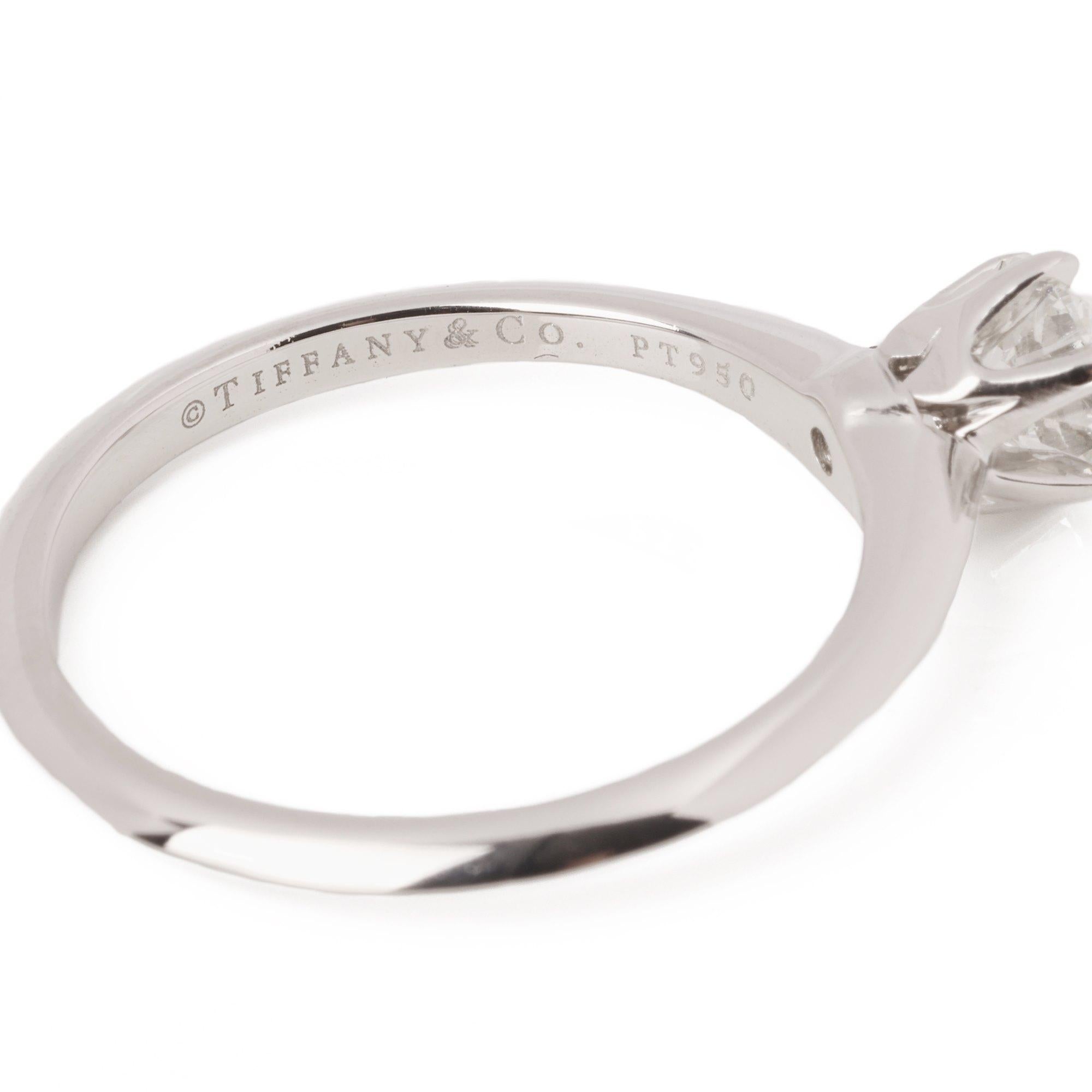 Tiffany & Co. Brilliant Cut 0.48ct Diamond Platinum Tiffany Setting Ring en venta 1