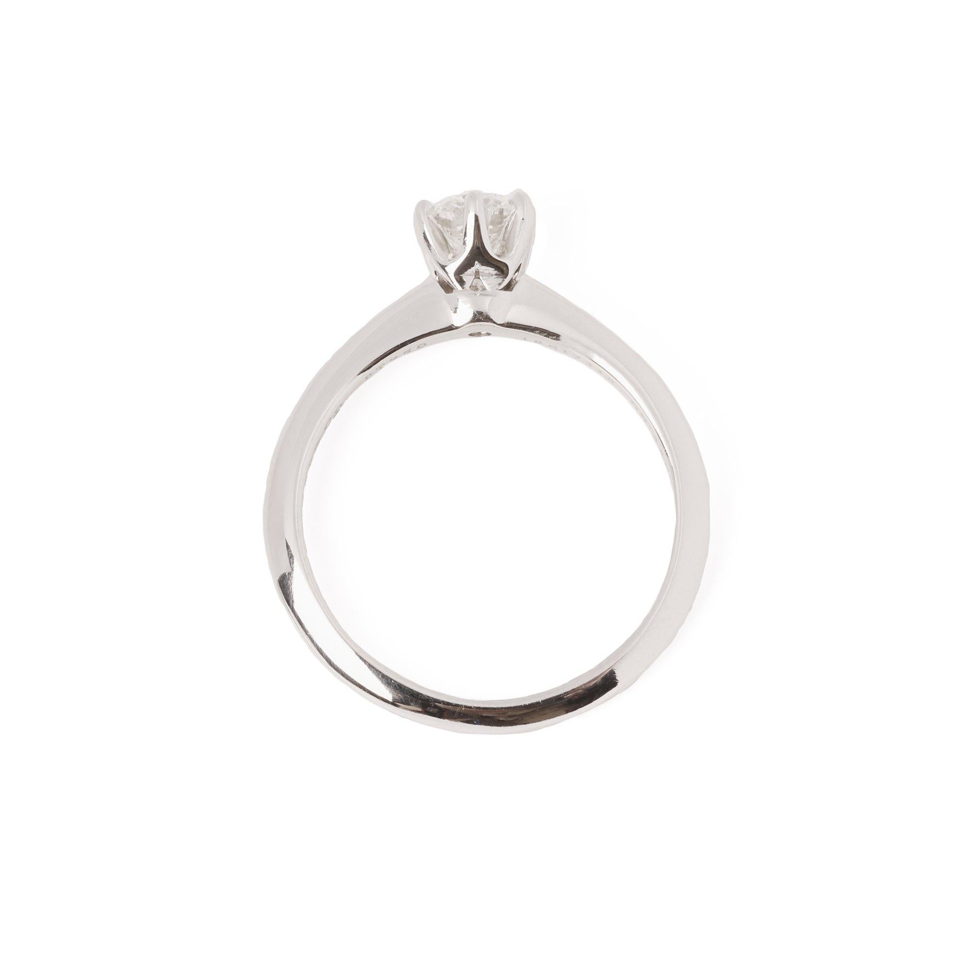 Tiffany & Co. Brilliant Cut 0.48ct Diamond Platinum Tiffany Setting Ring en venta 2