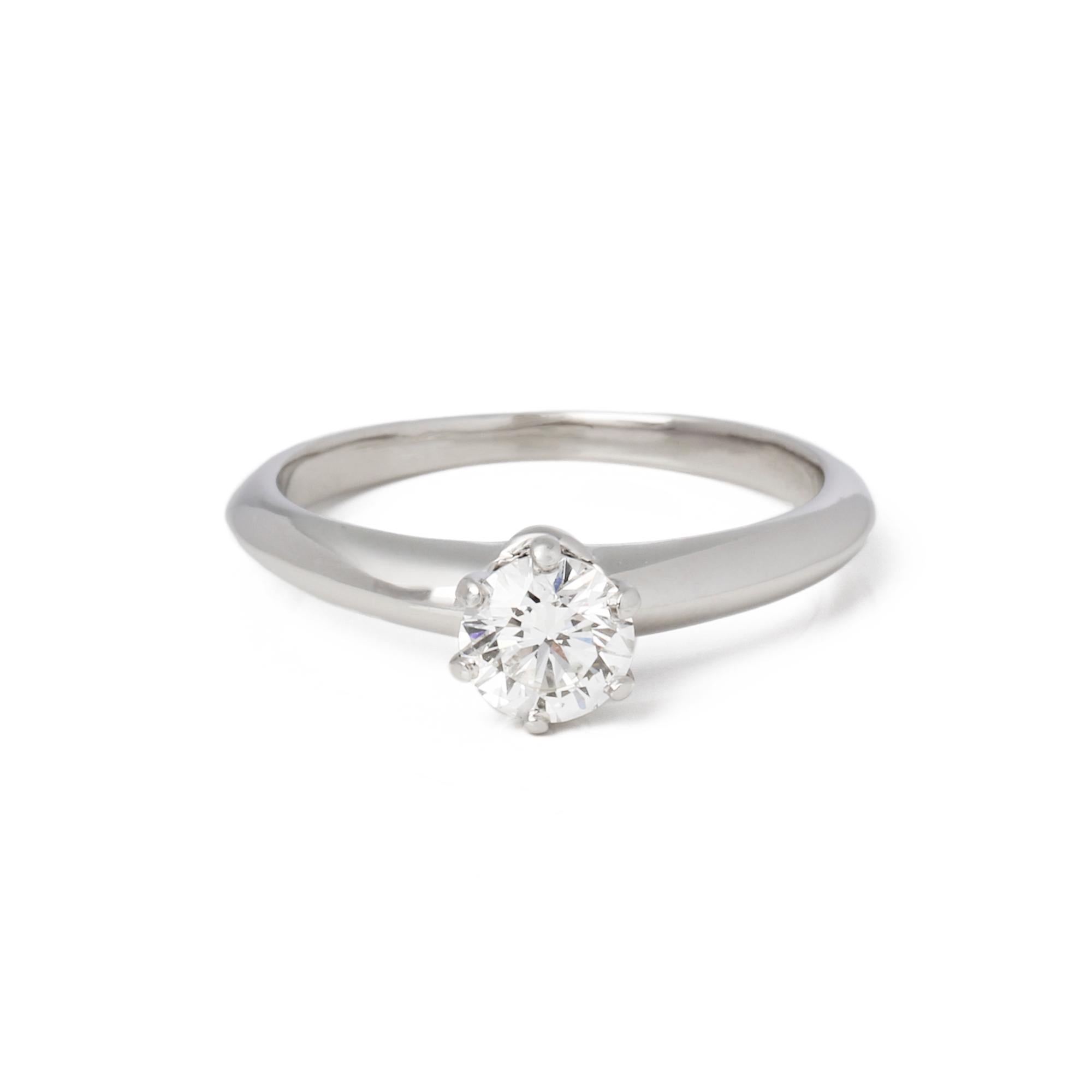 For Sale:  Tiffany & Co Brilliant Cut 0.58ct Diamond Solitaire Ring 5