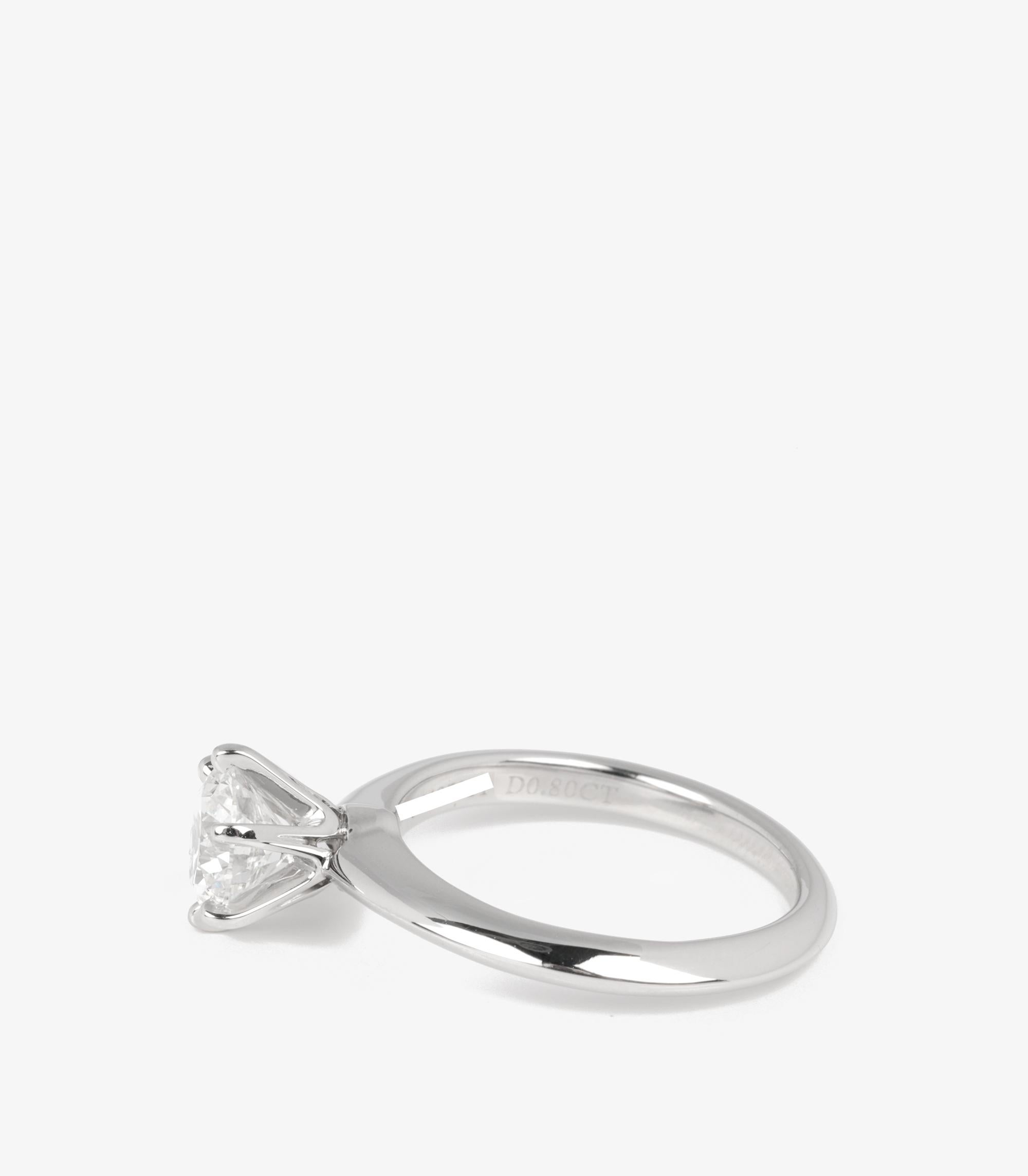 Tiffany & Co. Brilliant Cut 0.8ct Diamond Platinum Tiffany Setting Ring

Brand- Tiffany & Co.
Model- 0.58ct Diamond Tiffany Setting Ring
Product Type- Ring
Serial Number- 62******
Accompanied By- Tiffany & Co. Certificate
Material(s)-