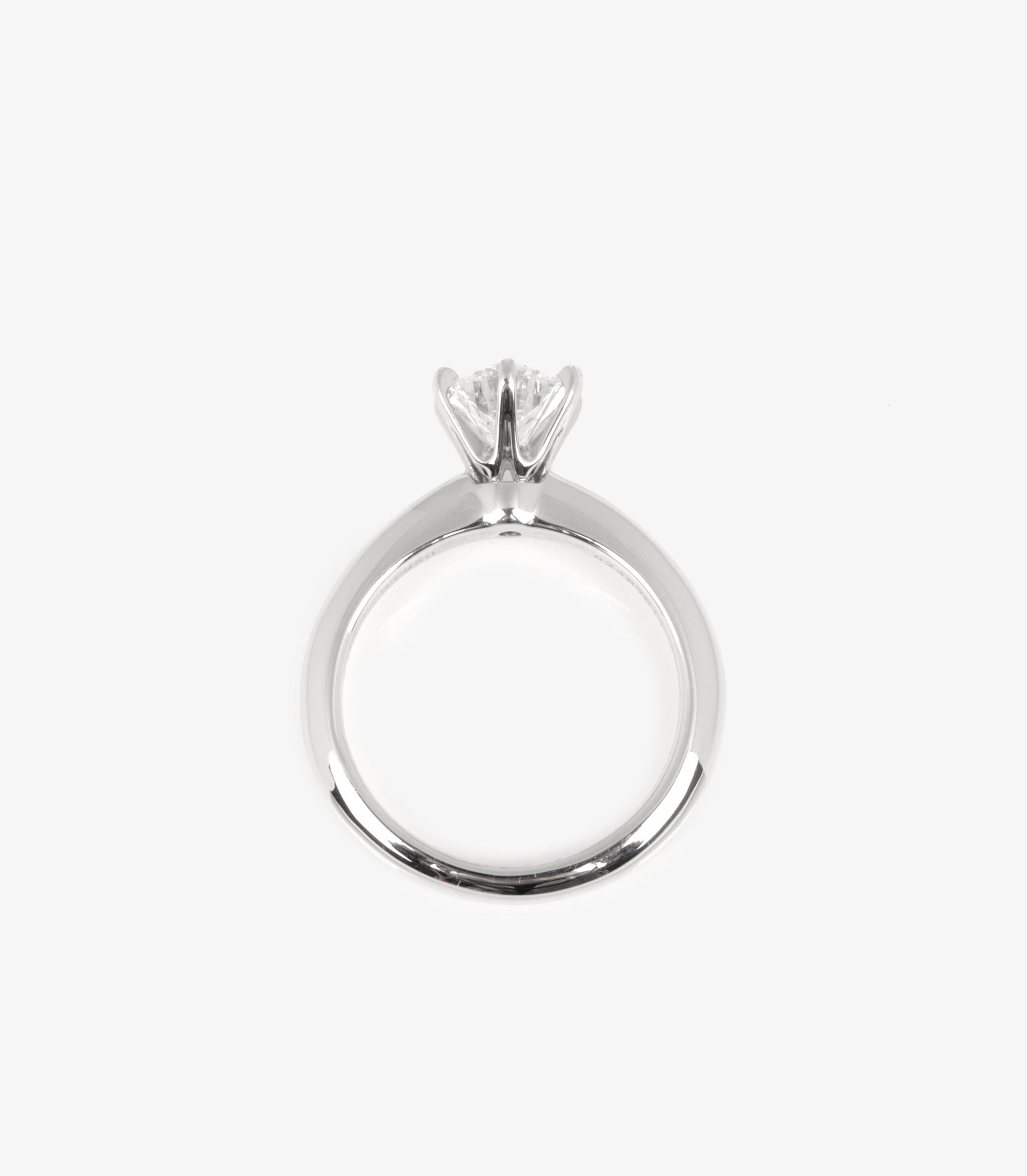 Tiffany & Co. Brilliant Cut 0.8ct Diamond Platinum Tiffany Setting Ring In Excellent Condition In Bishop's Stortford, Hertfordshire