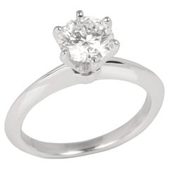 Used Tiffany & Co. Brilliant Cut 0.8ct Diamond Platinum Tiffany Setting Ring